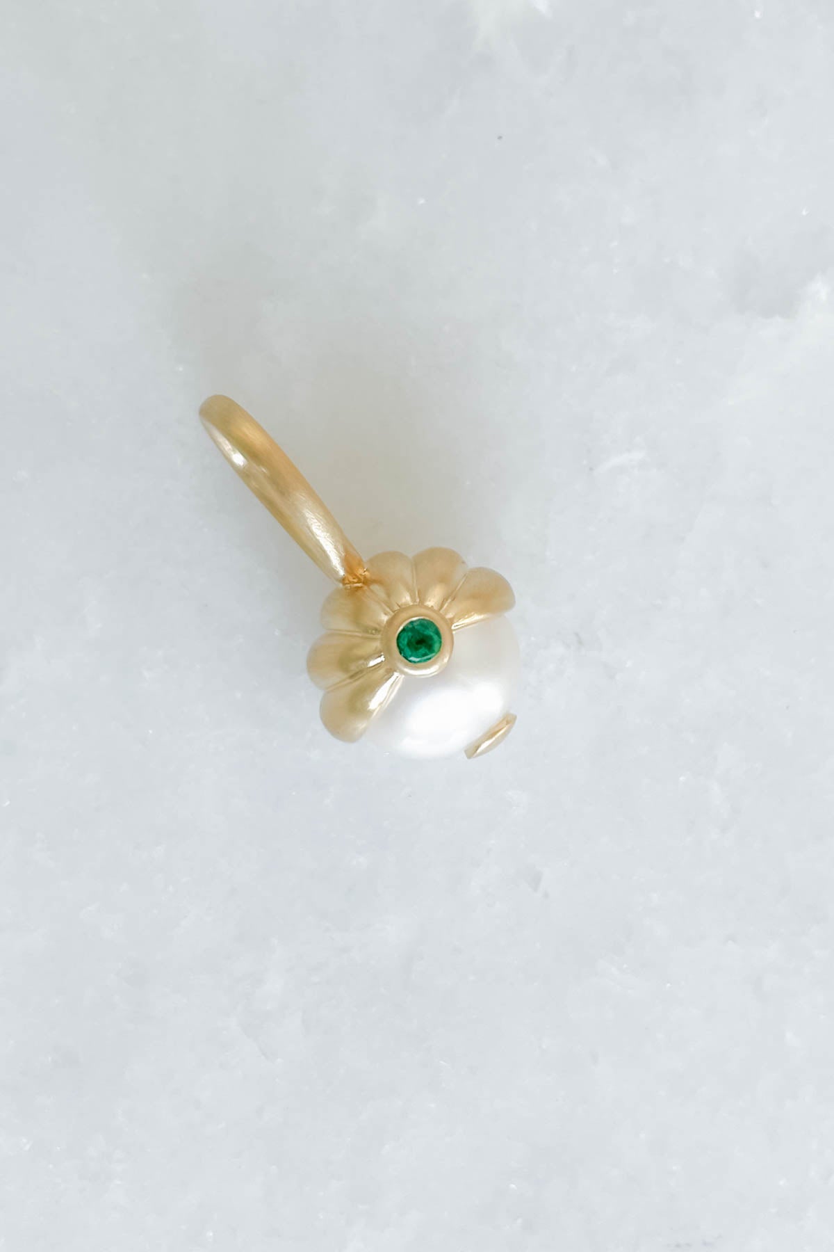 Scallop Emerald Pearl Charm