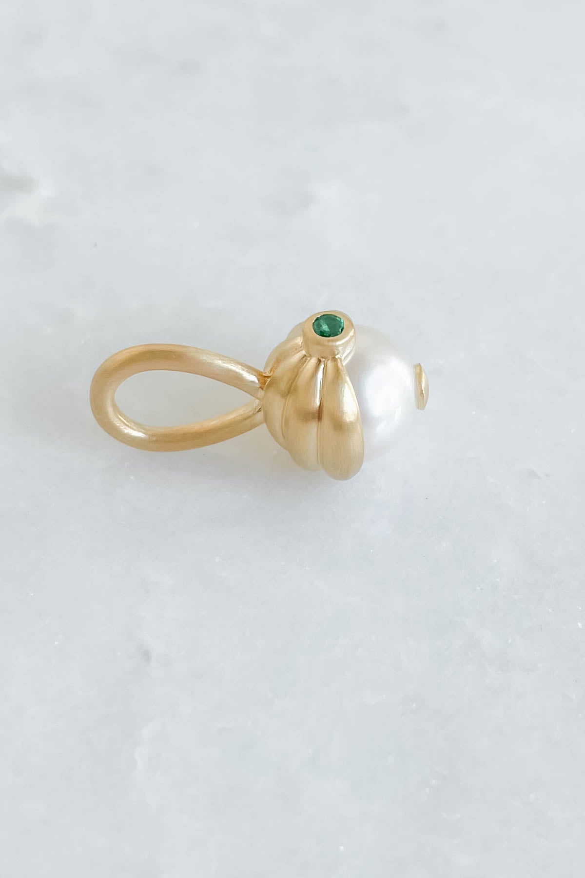 Scallop Emerald Pearl Charm