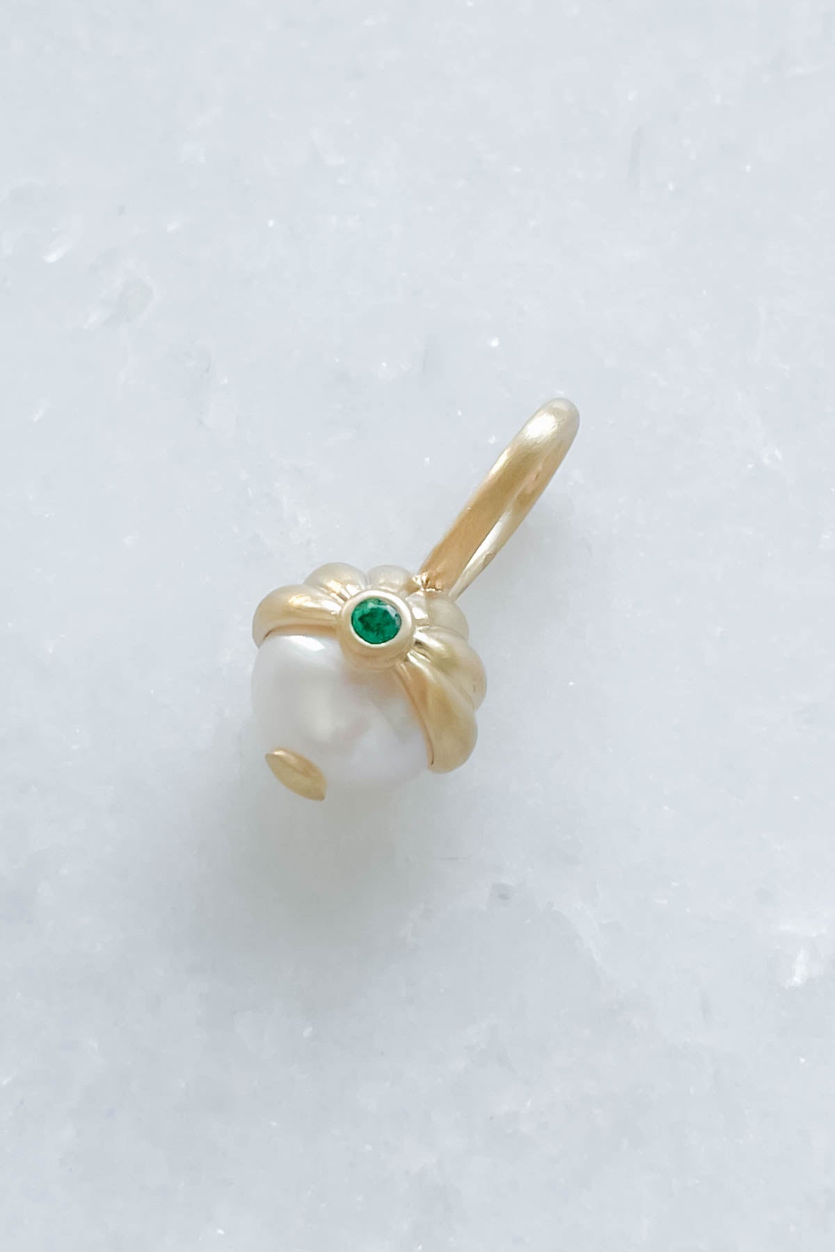 Scallop Emerald Pearl Charm