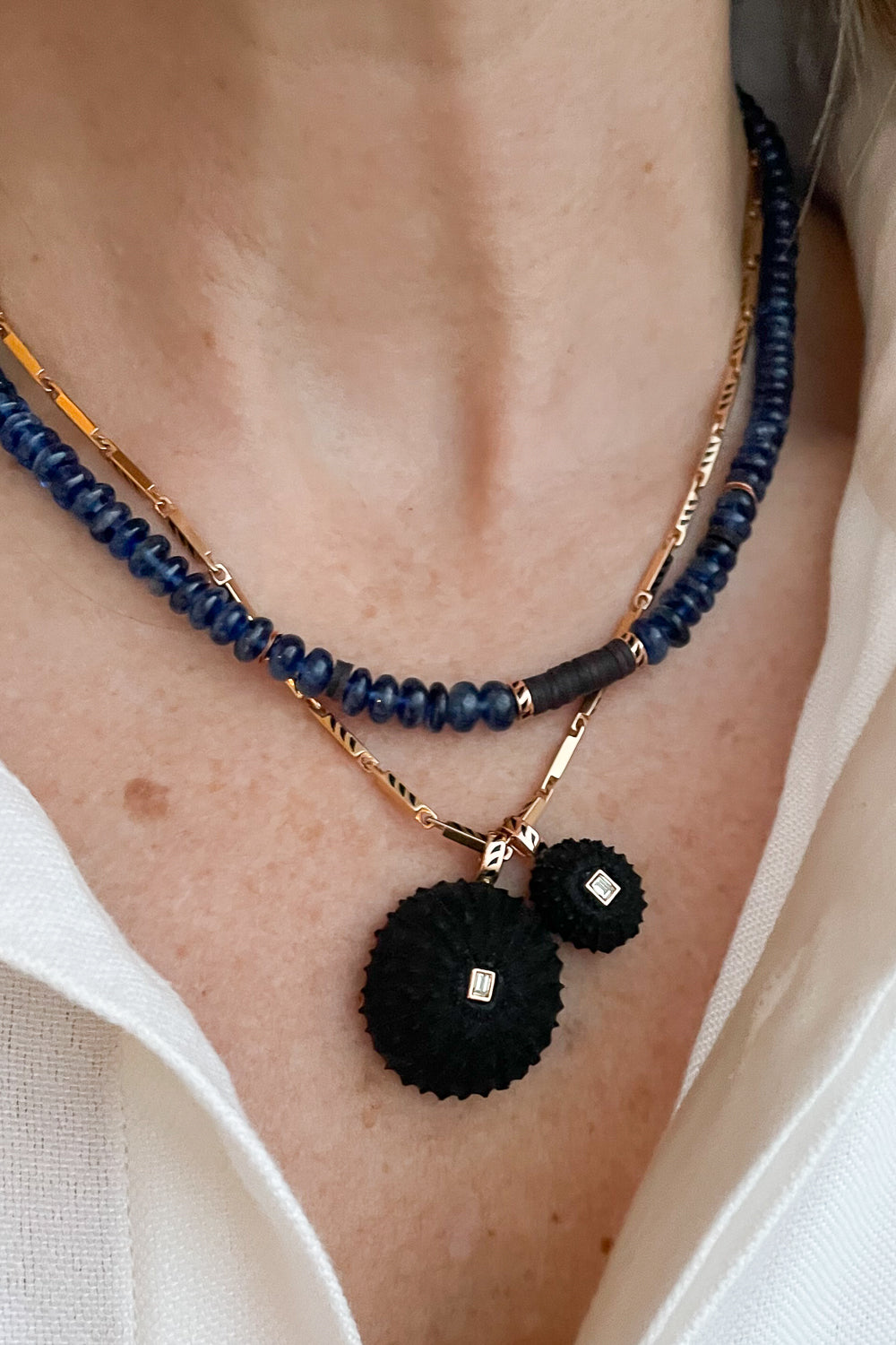 Ebony Sea Urchin with Diamond Charm