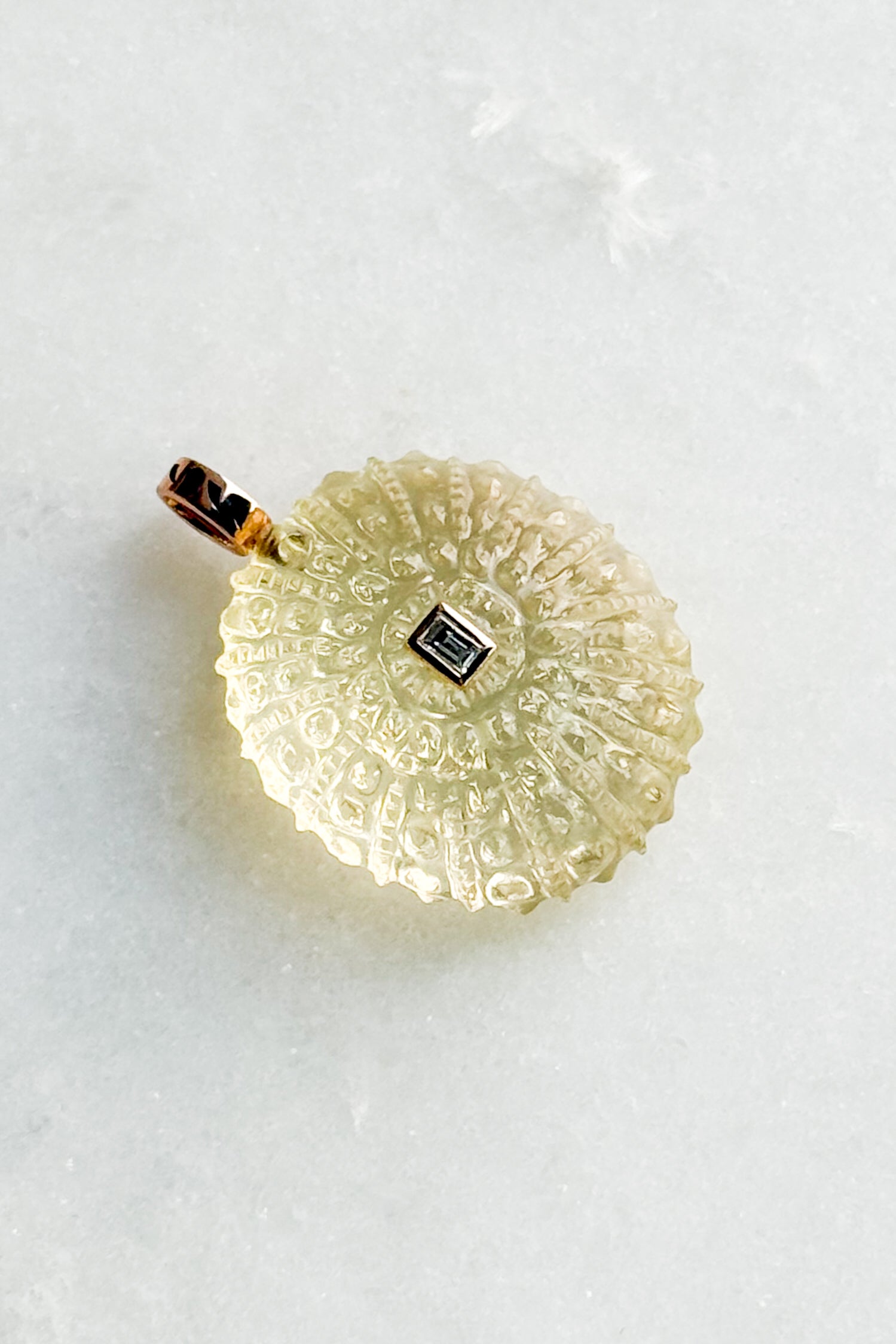 Lemon Quartz Sea Urchin with Diamond Charm