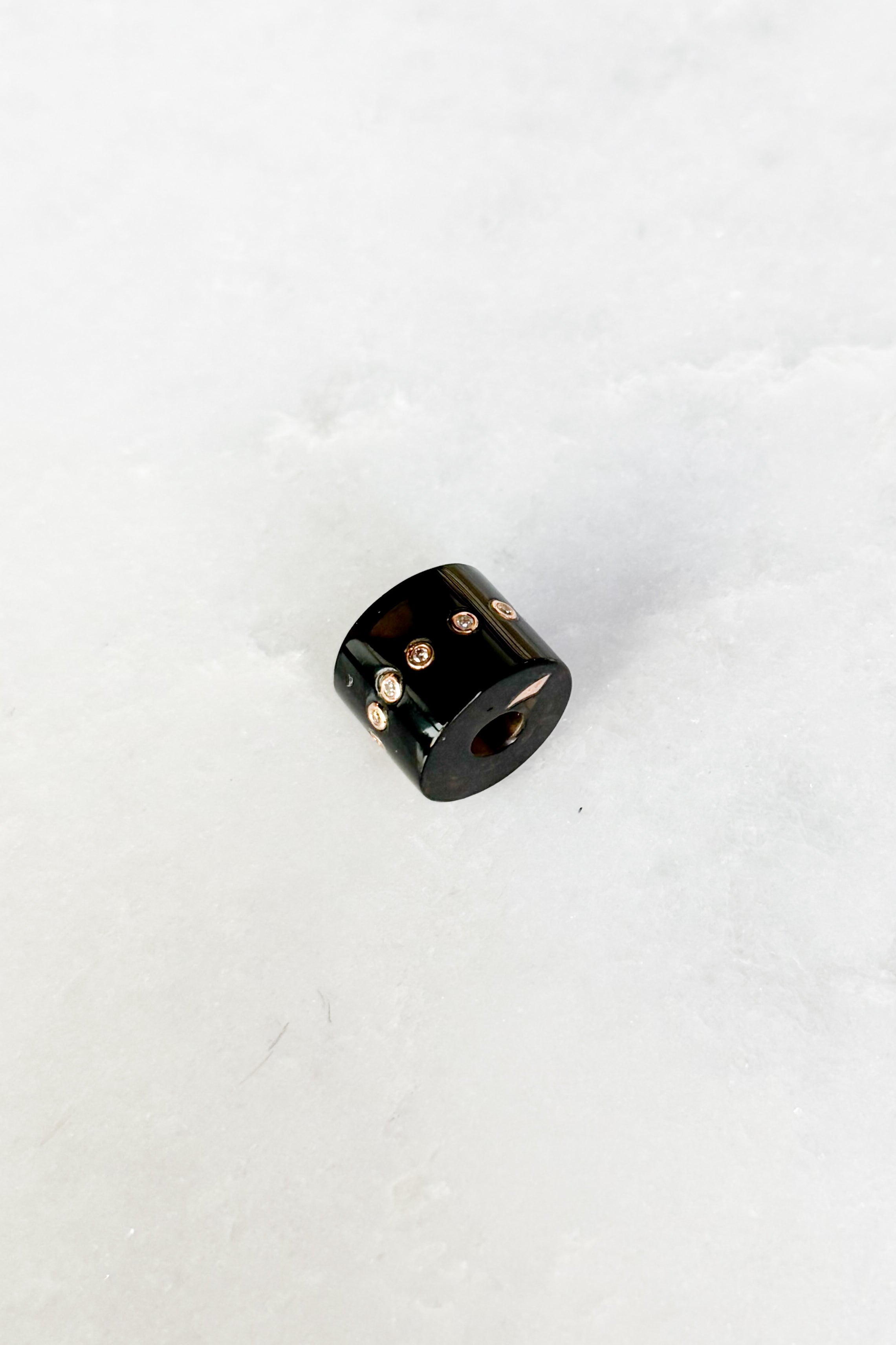 Dark Smokey Quartz Short Bead with Diamonds