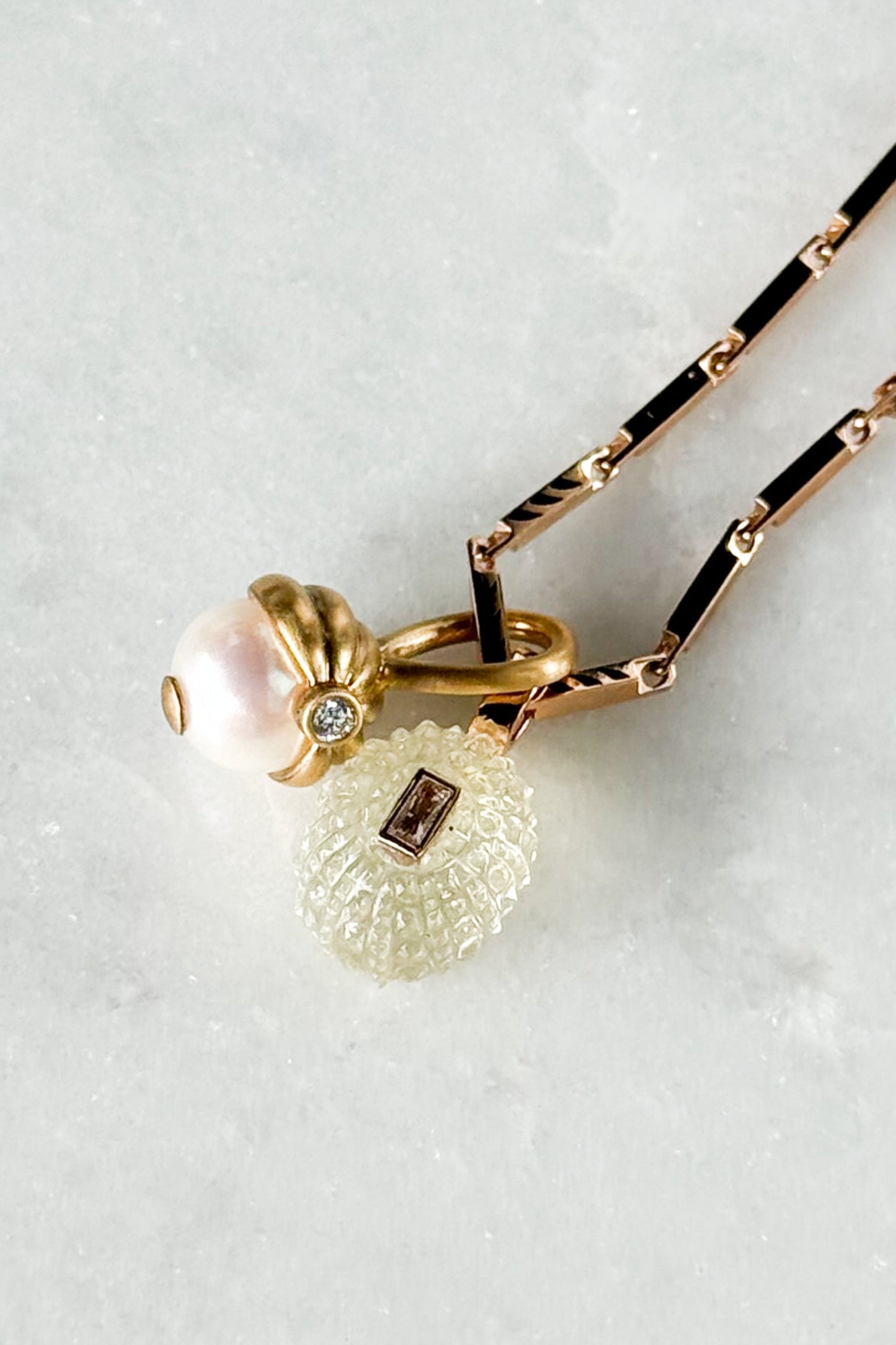 Petite Lemon Quartz Sea Urchin with Beryl Charm