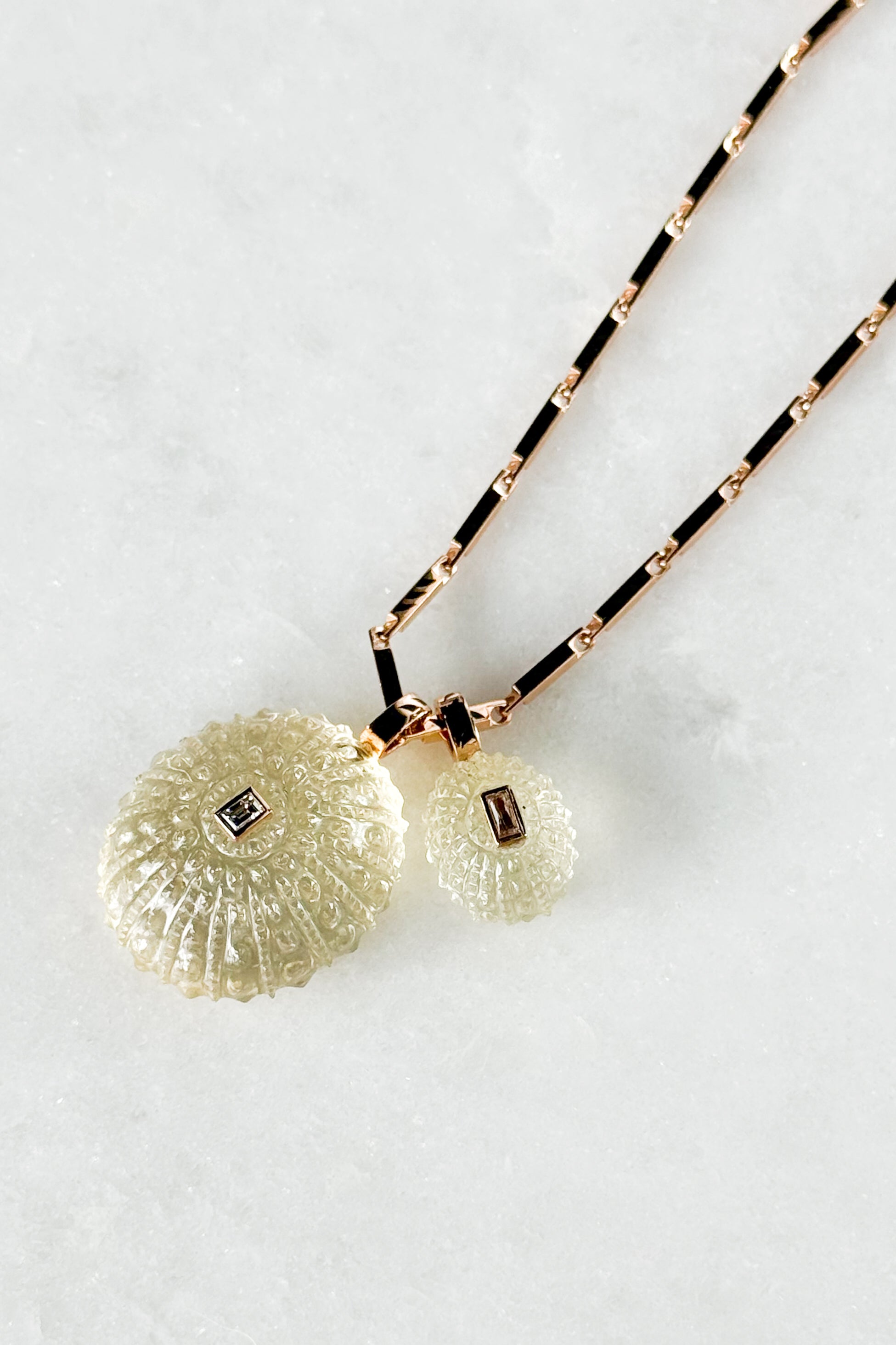 Petite Lemon Quartz Sea Urchin with Beryl Charm