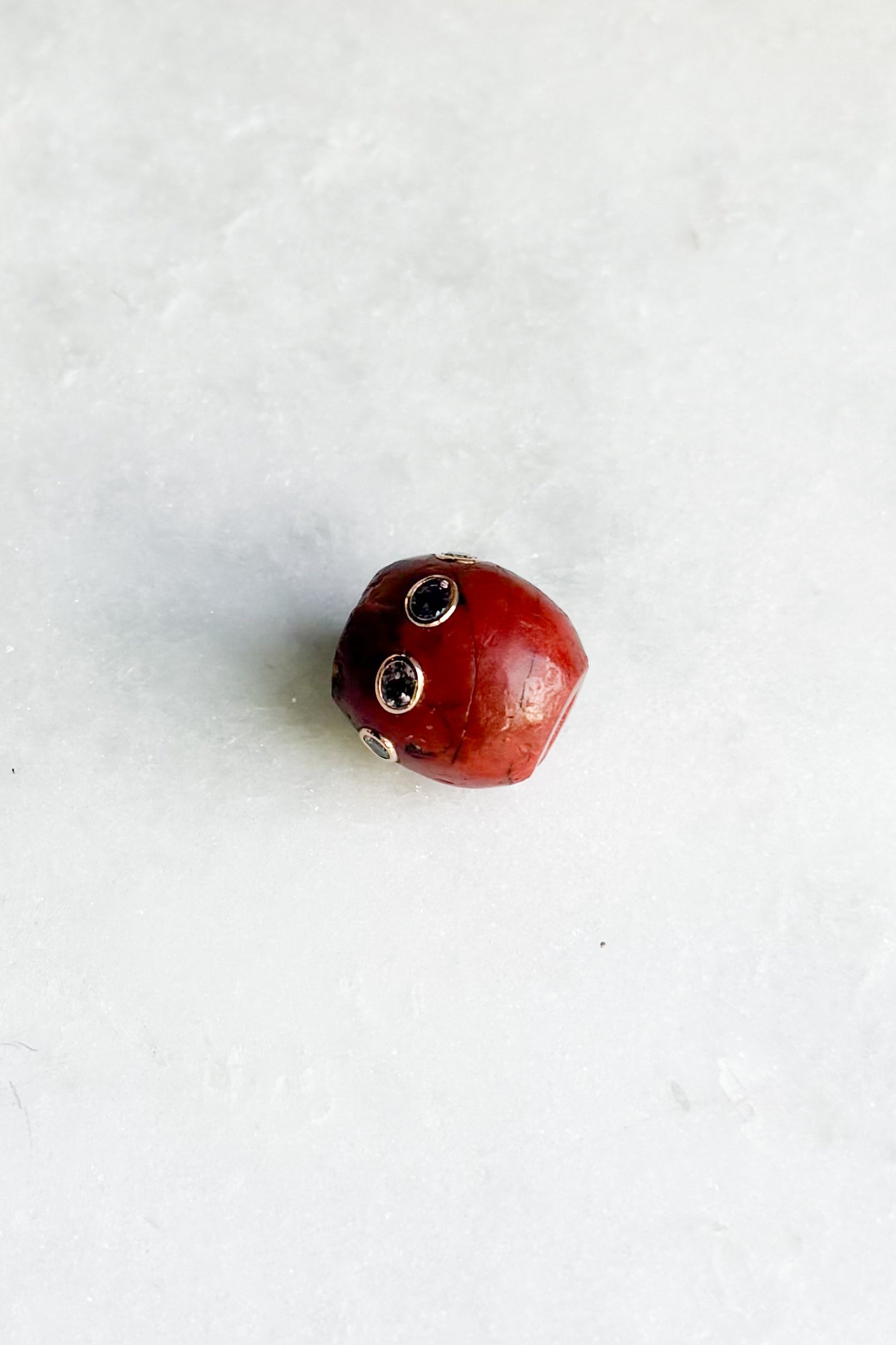 Round Agate Bead with Garnets