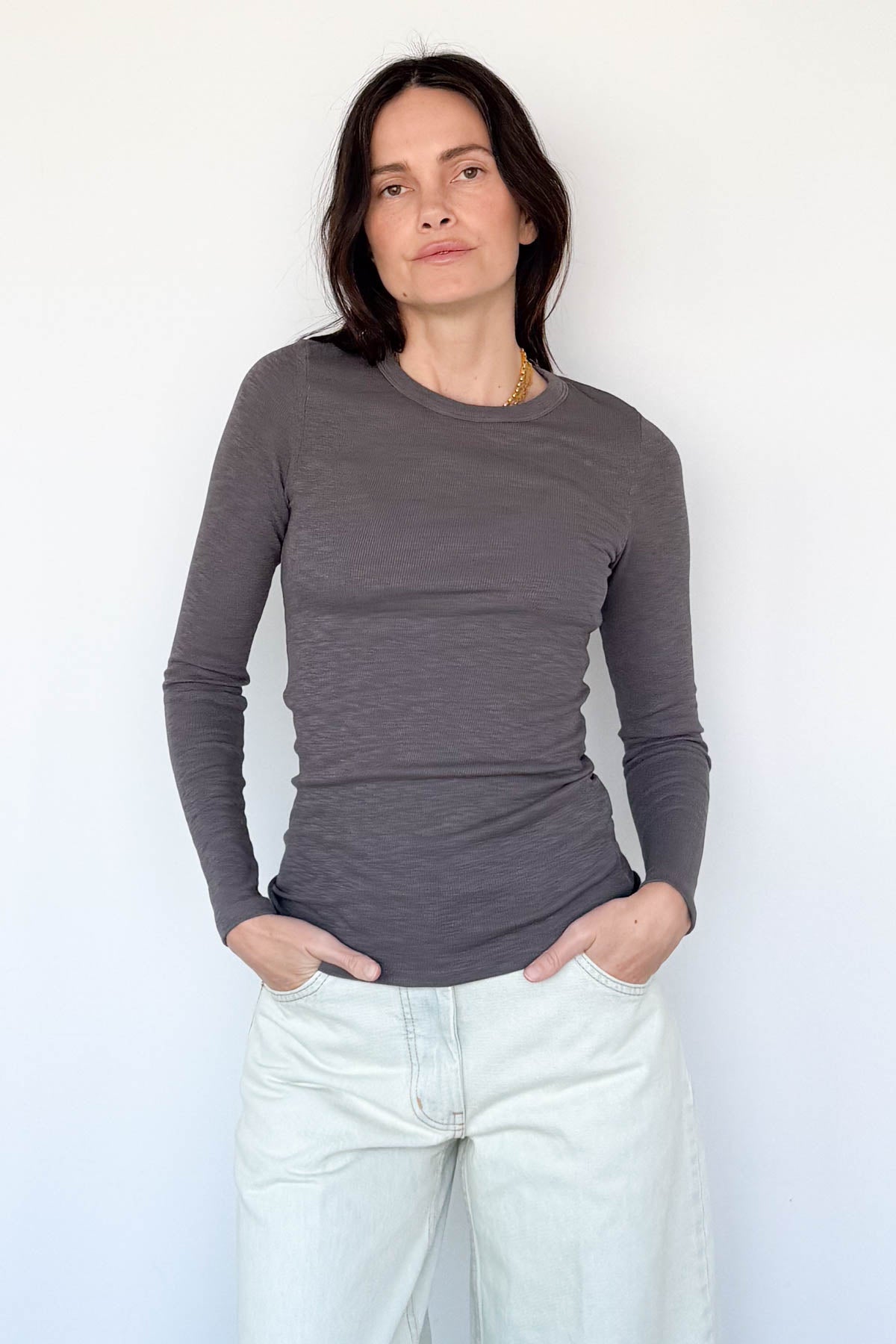 Textured Long Sleeve Crewneck