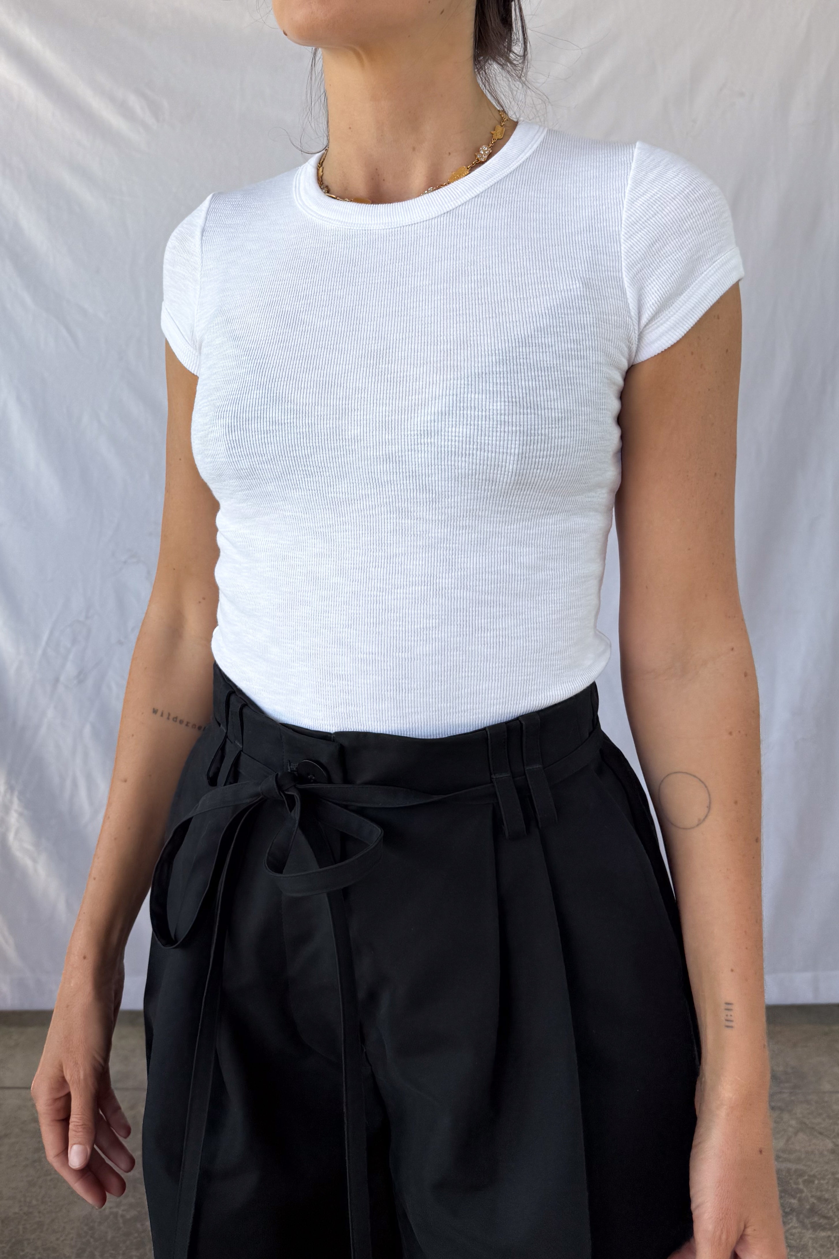 Textured Cap Sleeve Tee