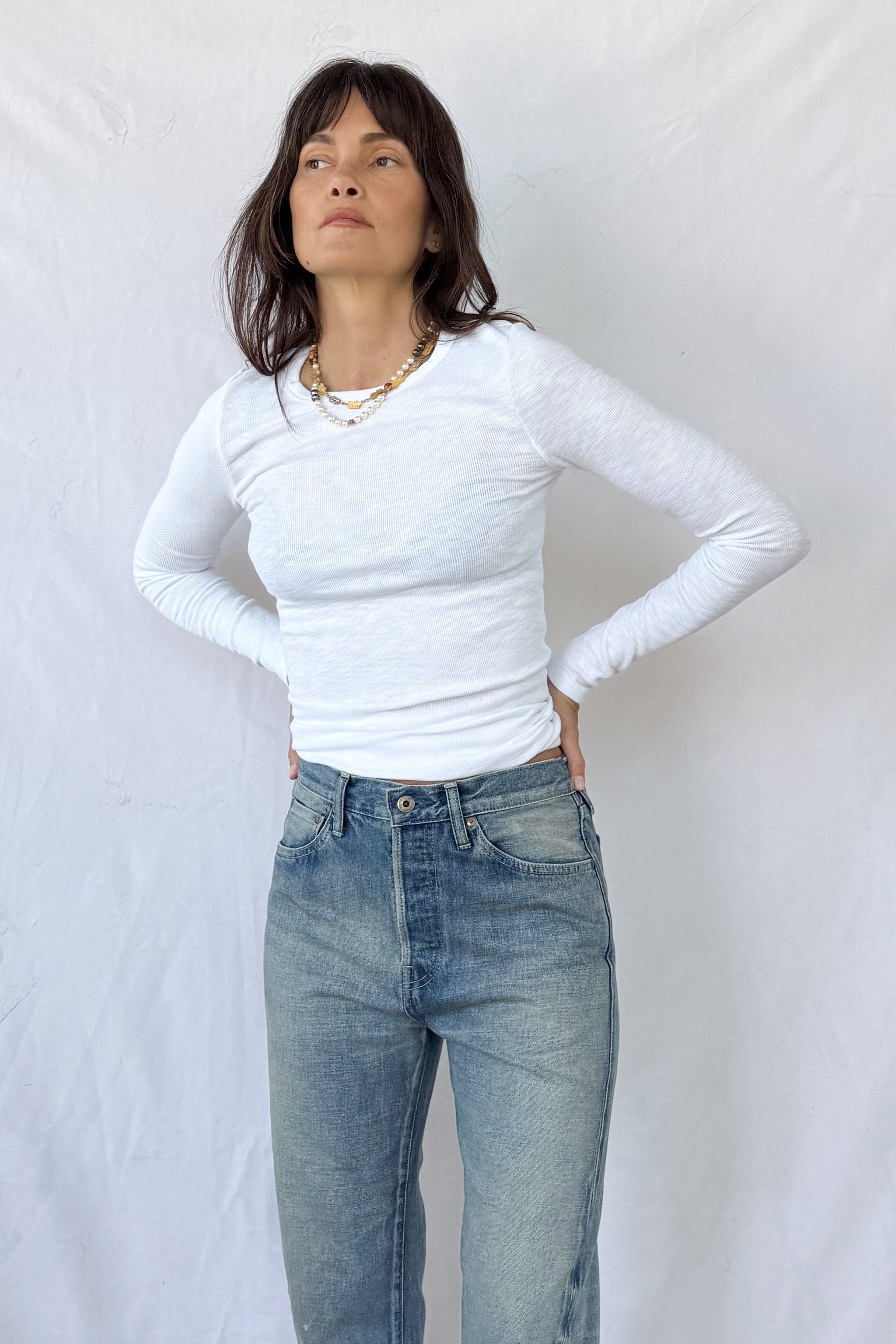 Textured Long Sleeve Crewneck