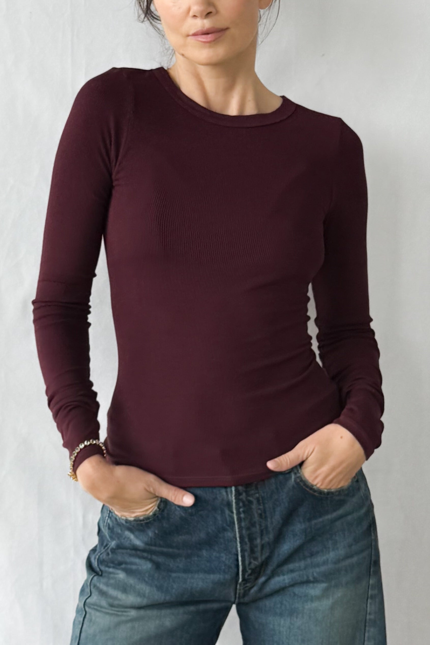 Silk Rib Essential Crewneck