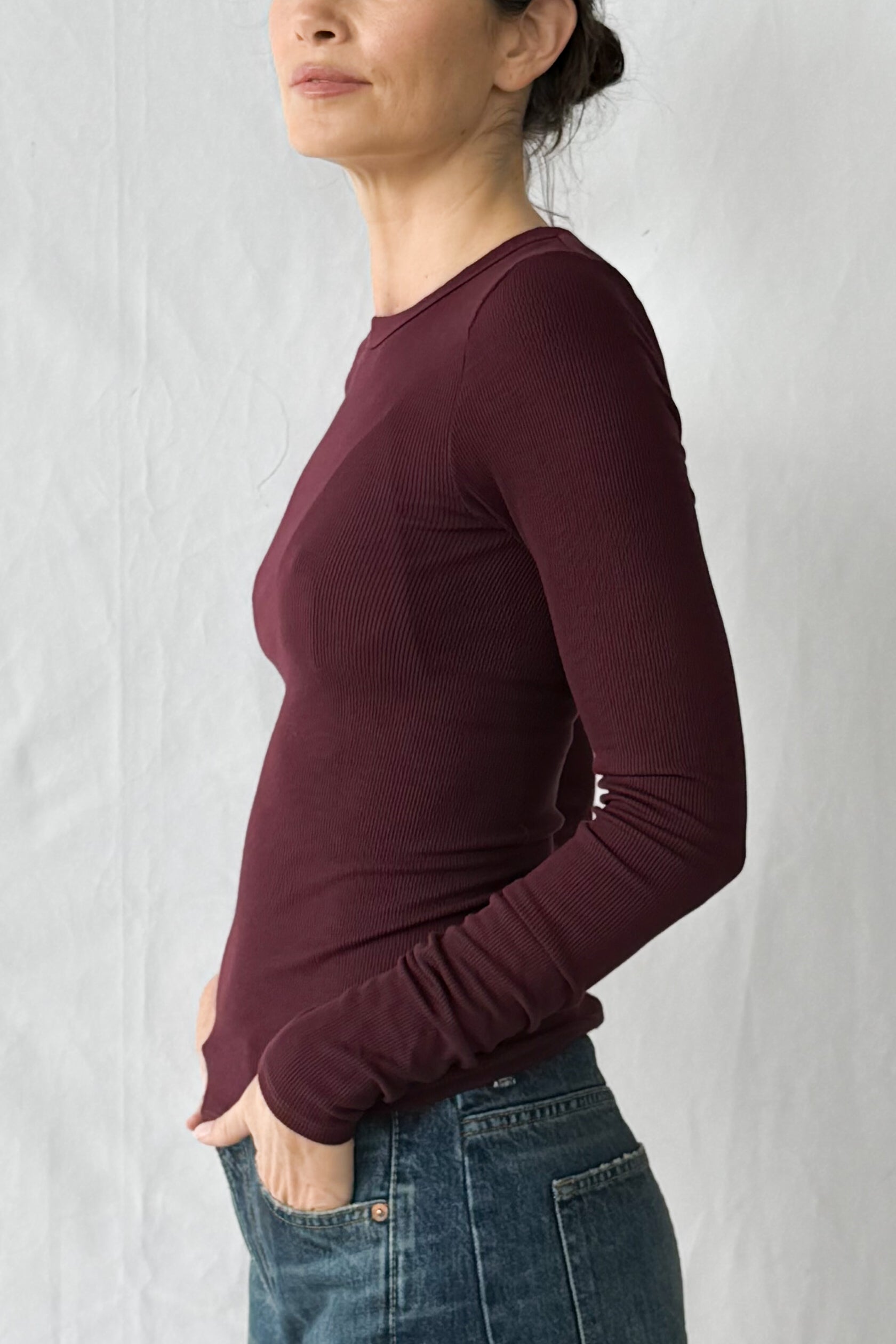 Silk Rib Essential Crewneck