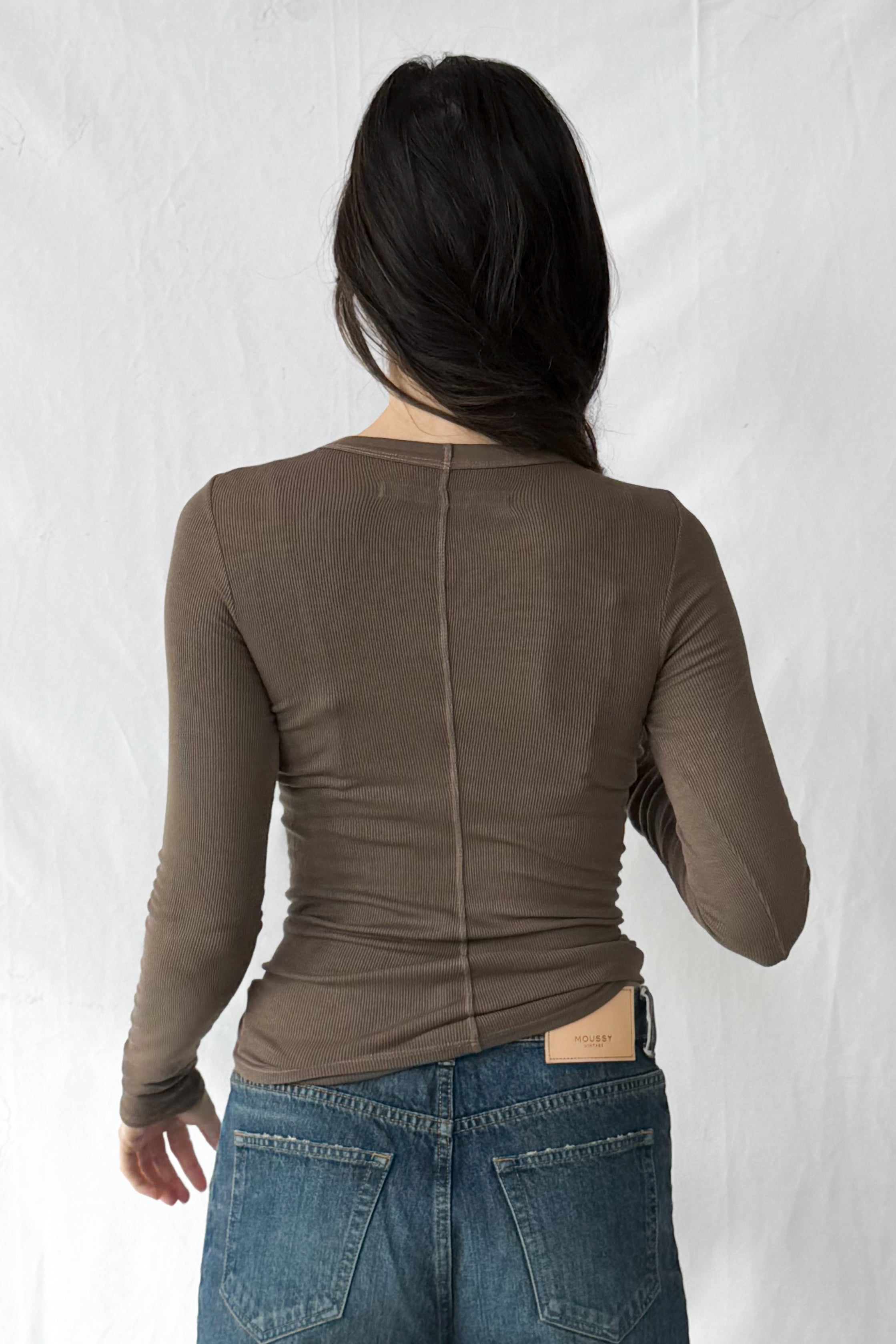 Silk Rib Fitted Crewneck