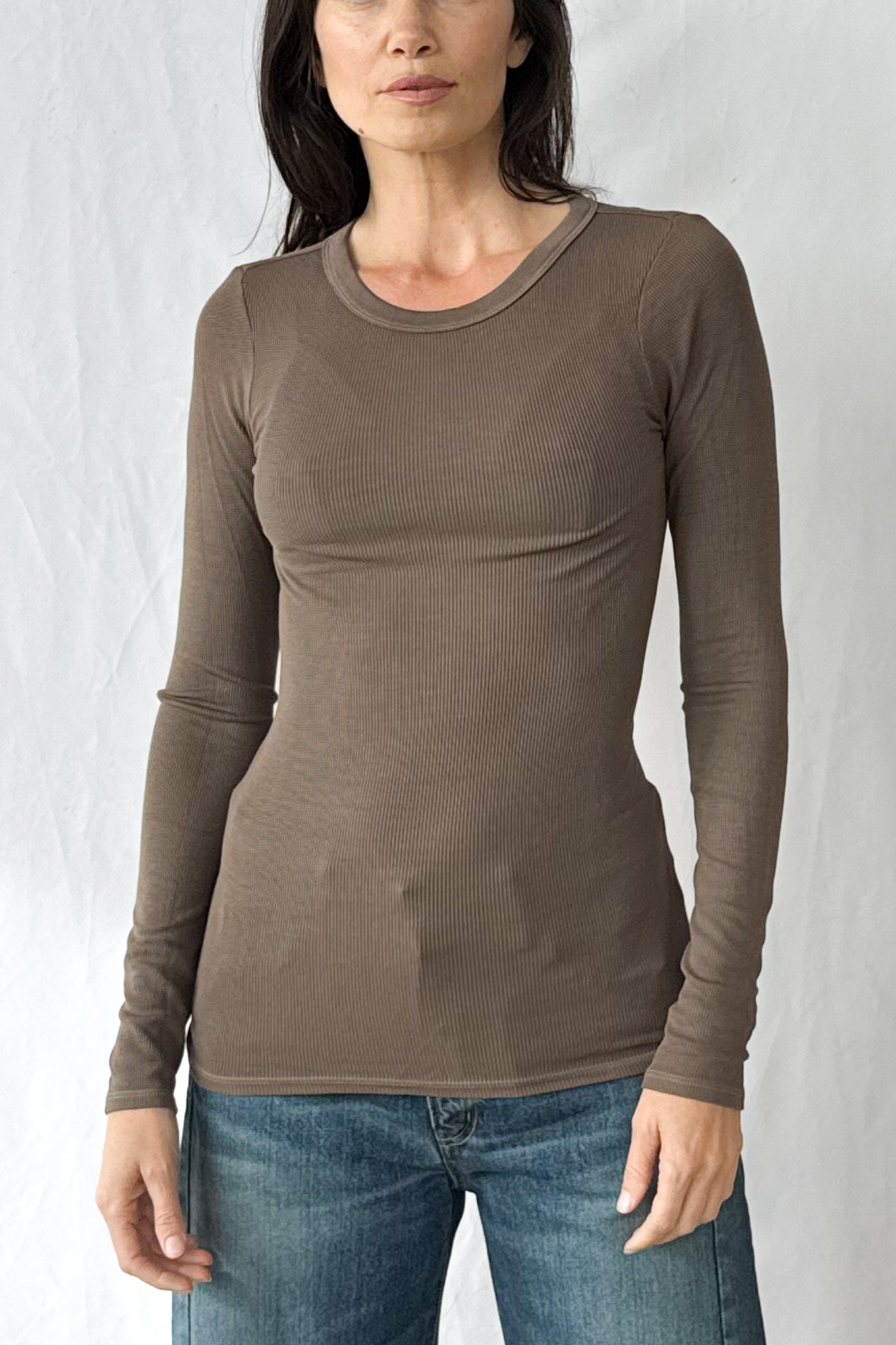 Silk Rib Fitted Crewneck