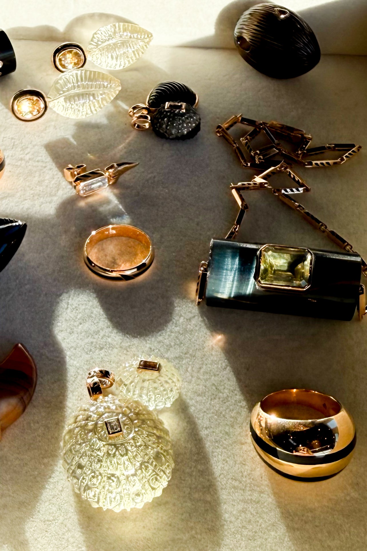 Blue Tiger Eye Long Bead with Lemon Quartz