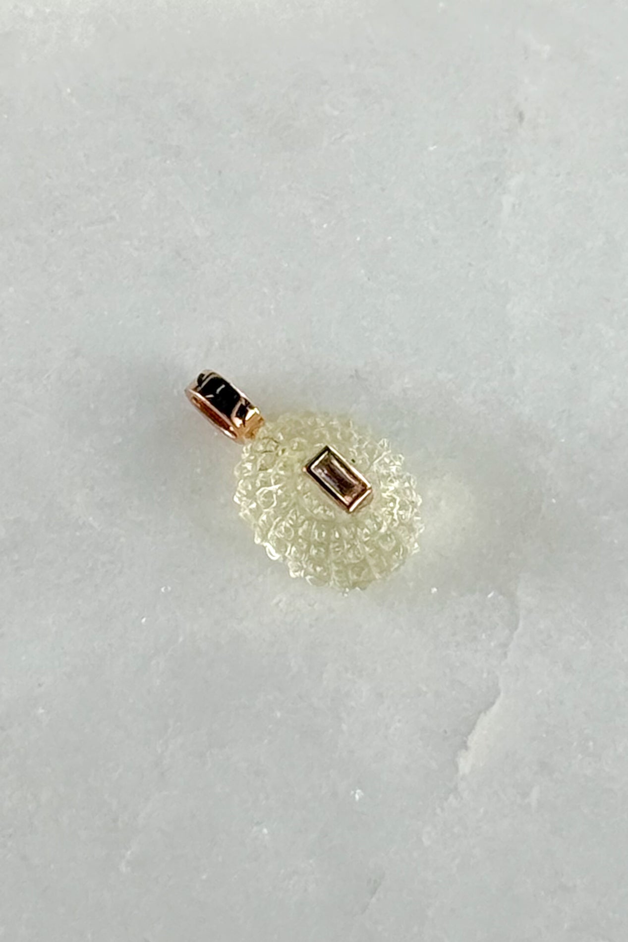 Petite Lemon Quartz Sea Urchin with Beryl Charm