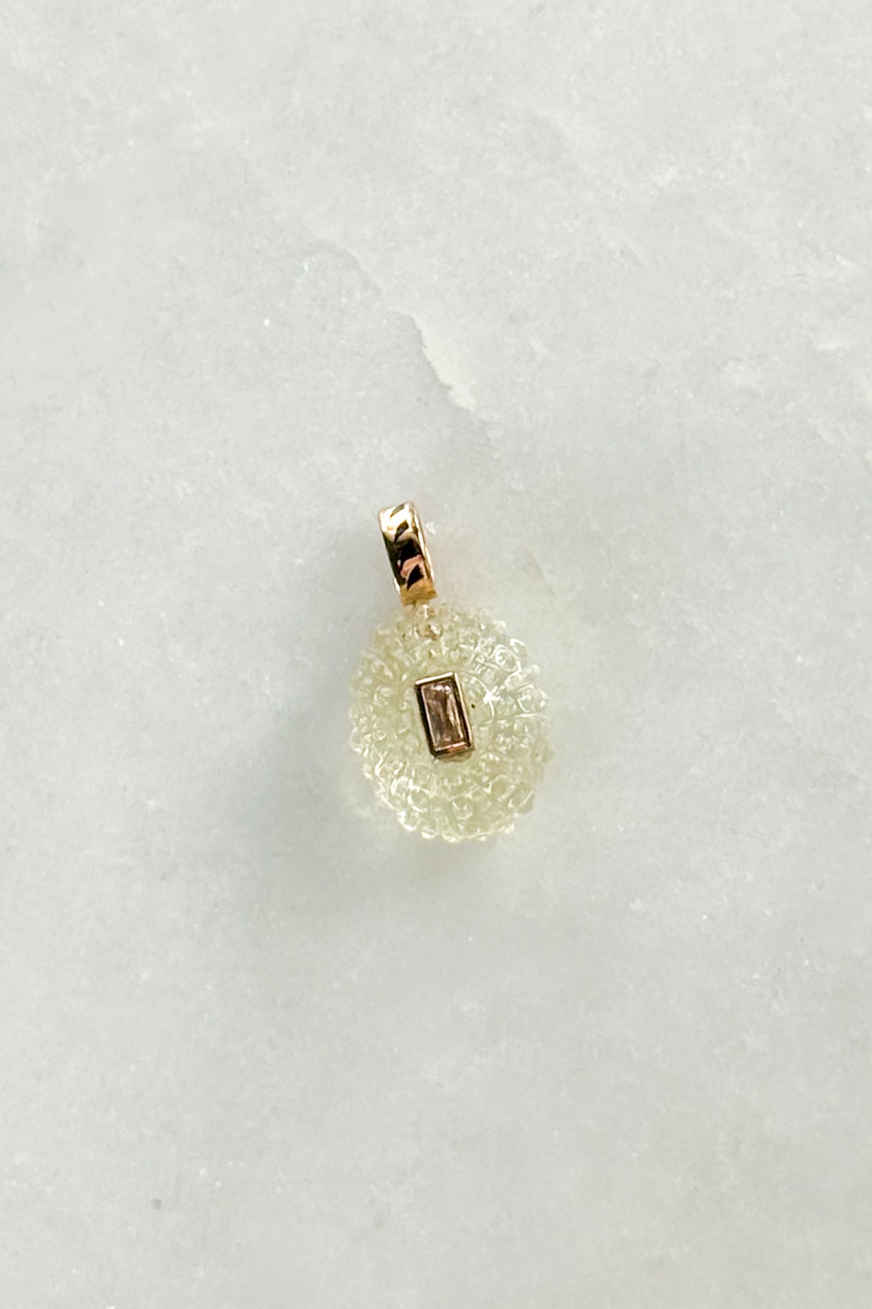 Petite Lemon Quartz Sea Urchin with Beryl Charm