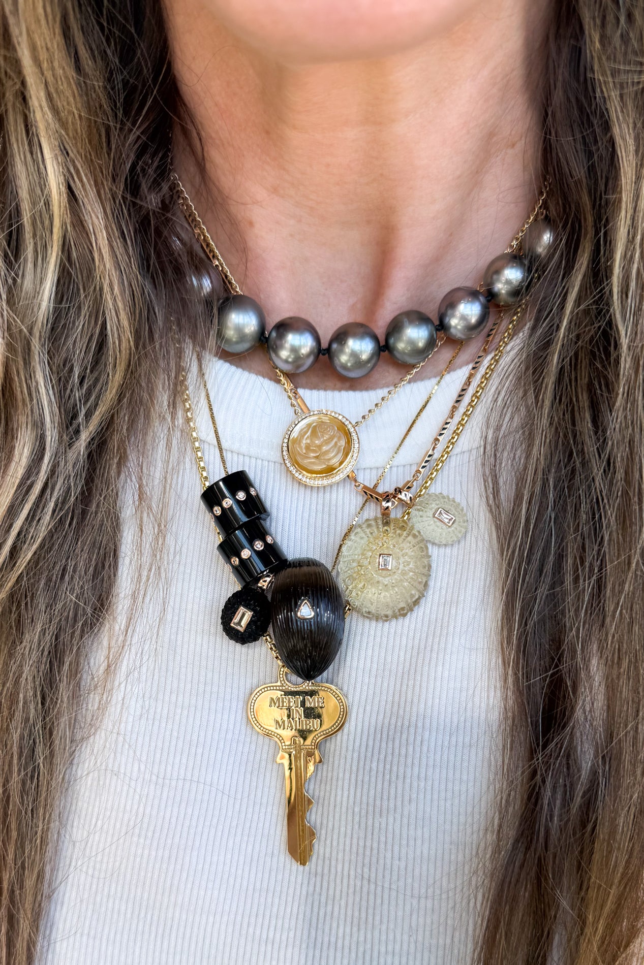 Onyx Short Bead with Diamonds