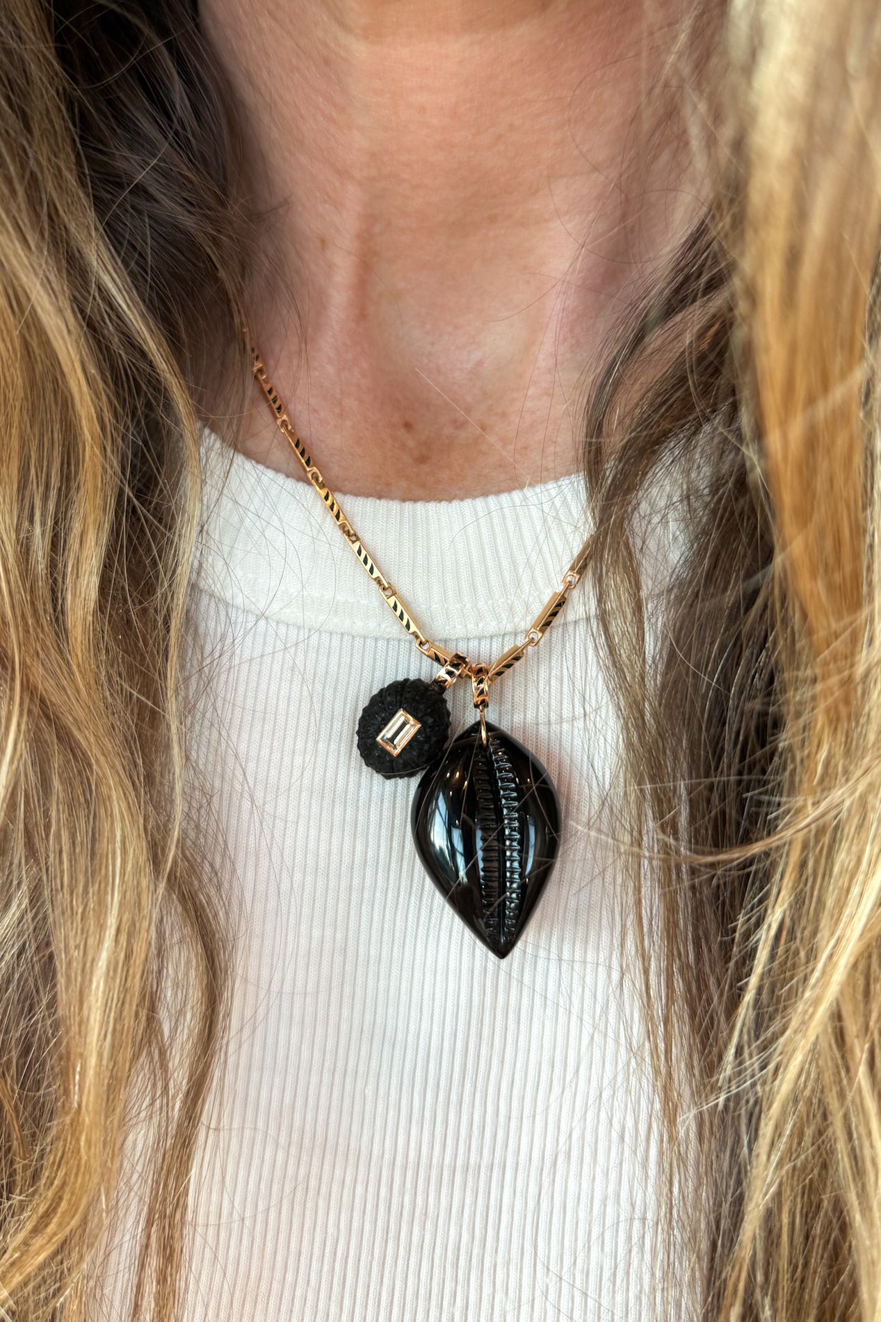 Petite Ebony Sea Urchin with Beryl Charm
