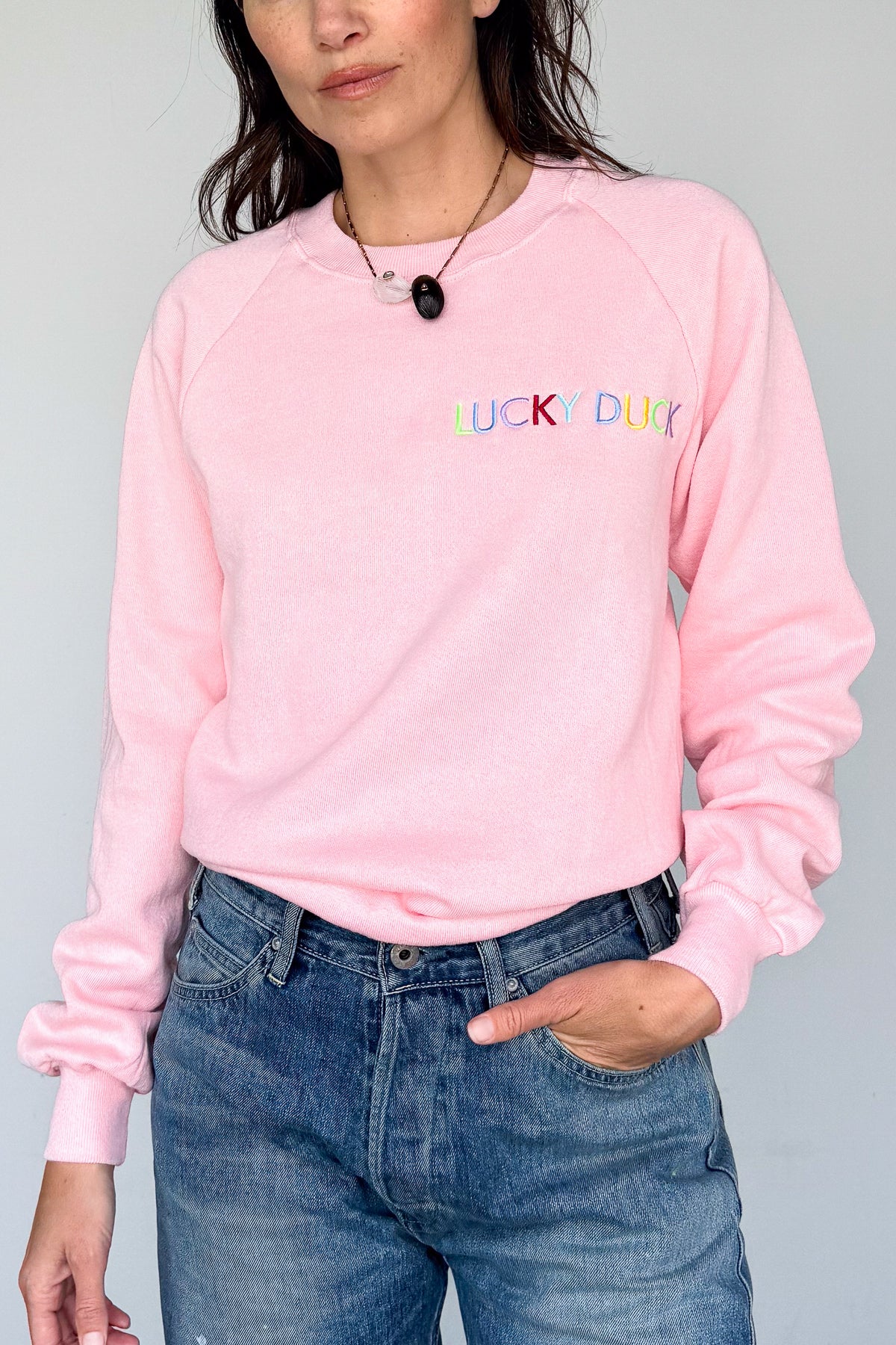 Lucky Duck Sweatshirt - XXS Peachy Pink