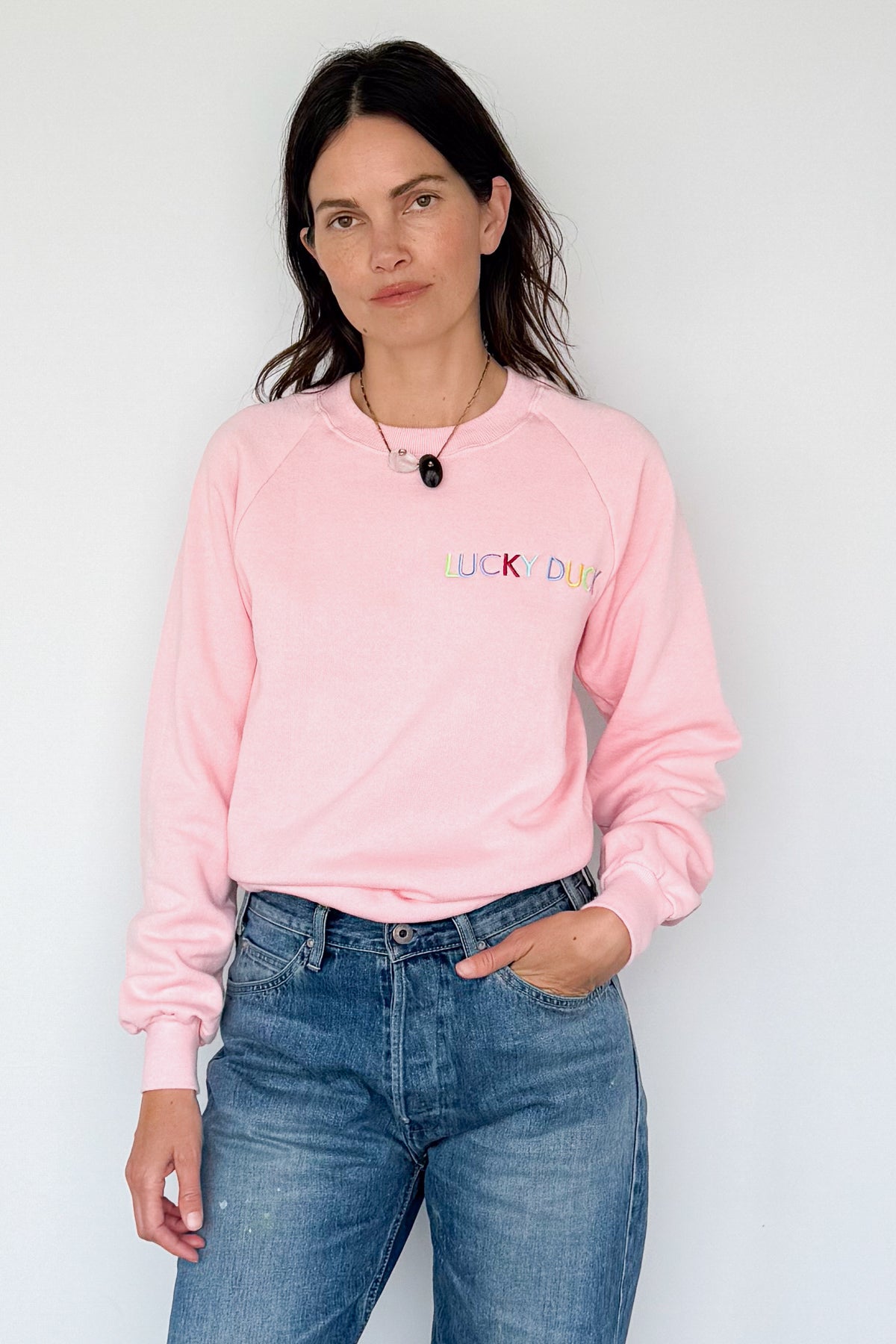 Lucky Duck Sweatshirt - XXS Peachy Pink