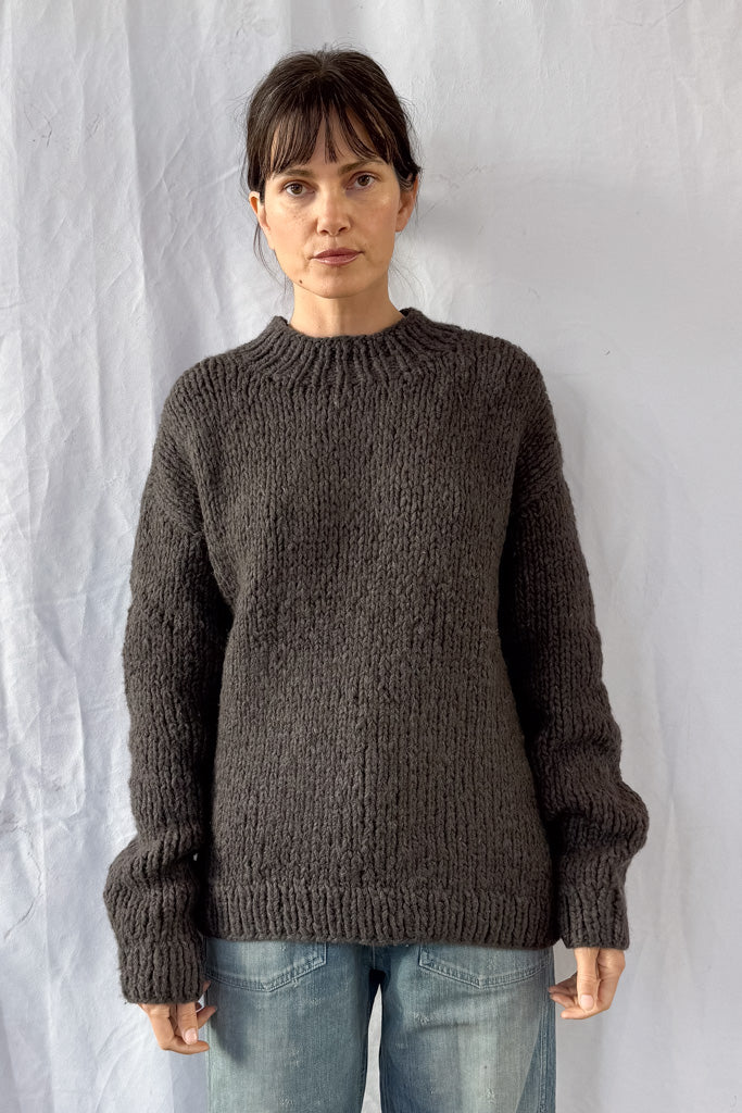 Handknit Coal Crewneck Sweater