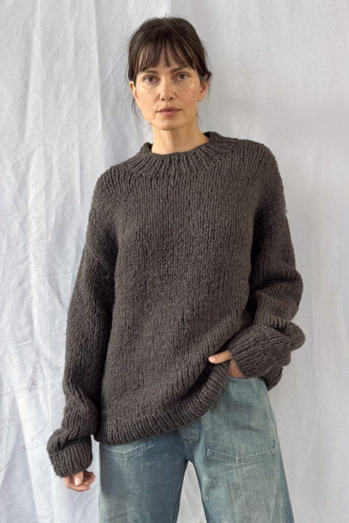 Handknit Coal Crewneck Sweater