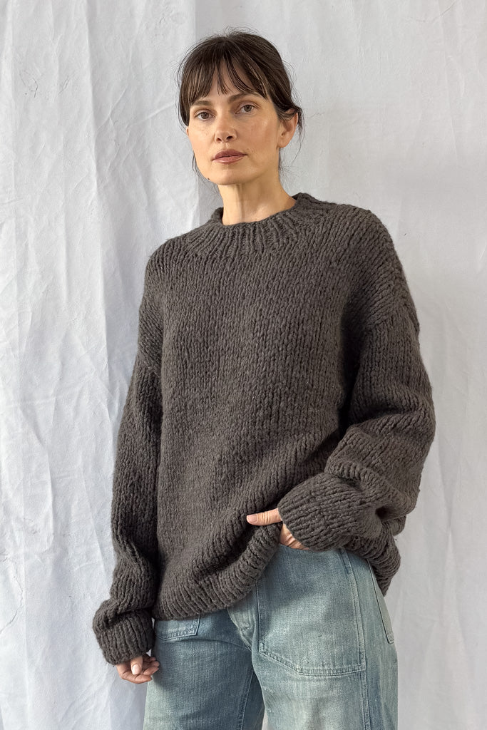 Handknit Coal Crewneck Sweater