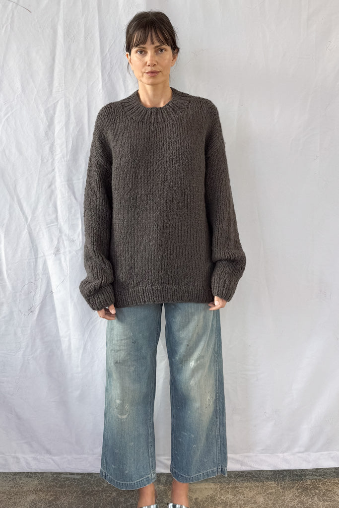 Handknit Coal Crewneck Sweater