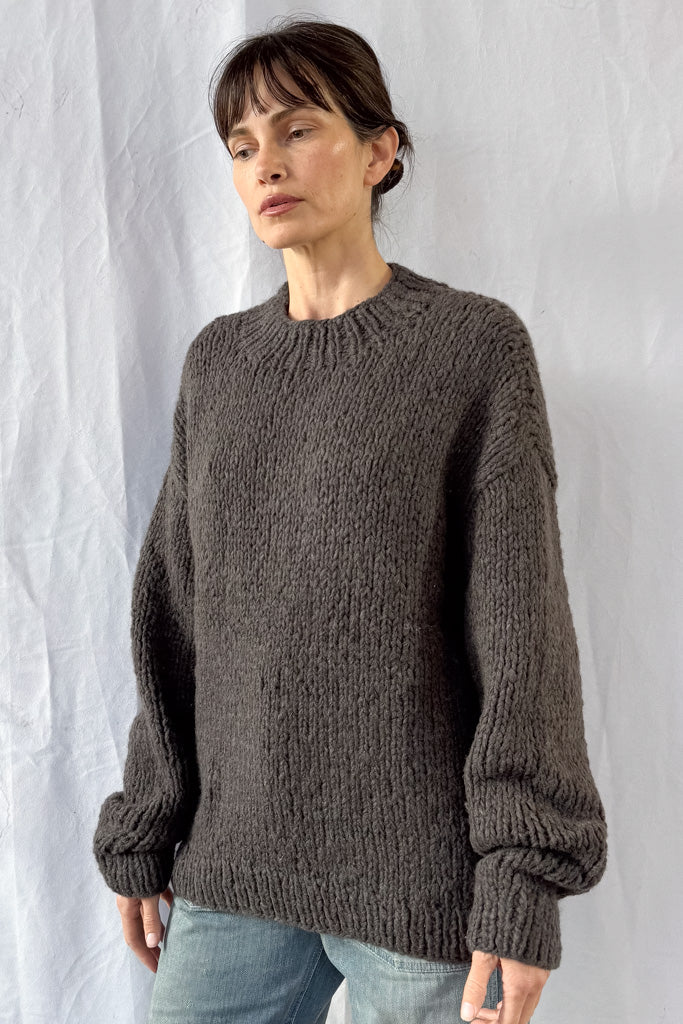 Handknit Coal Crewneck Sweater