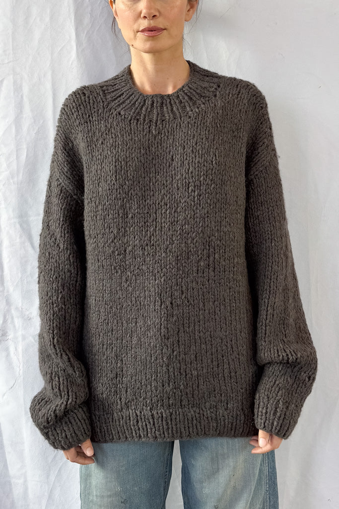 Handknit Coal Crewneck Sweater