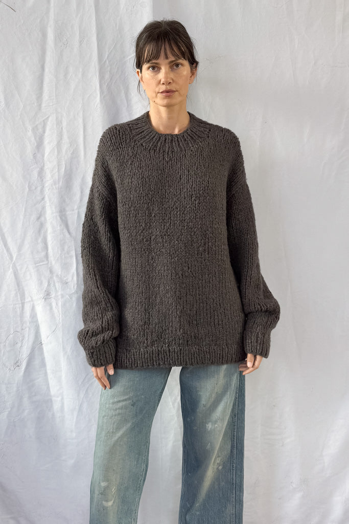 Handknit Coal Crewneck Sweater