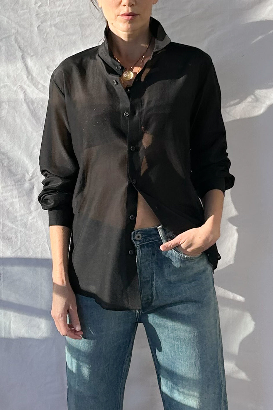 Sheer Button Down Shirt