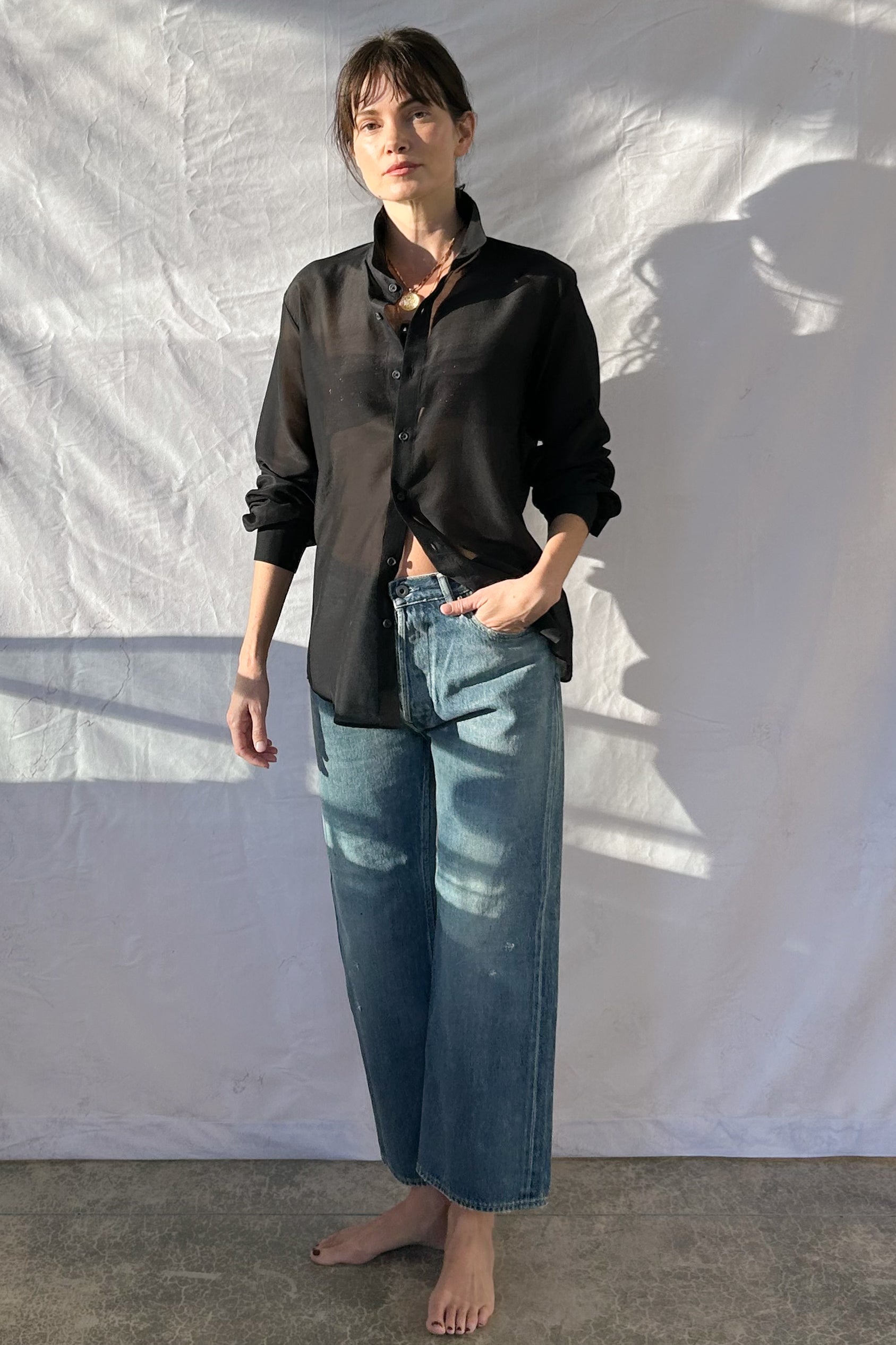 Sheer Button Down Shirt