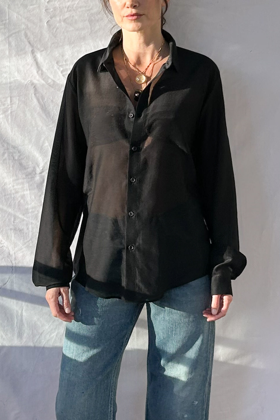 Sheer Button Down Shirt