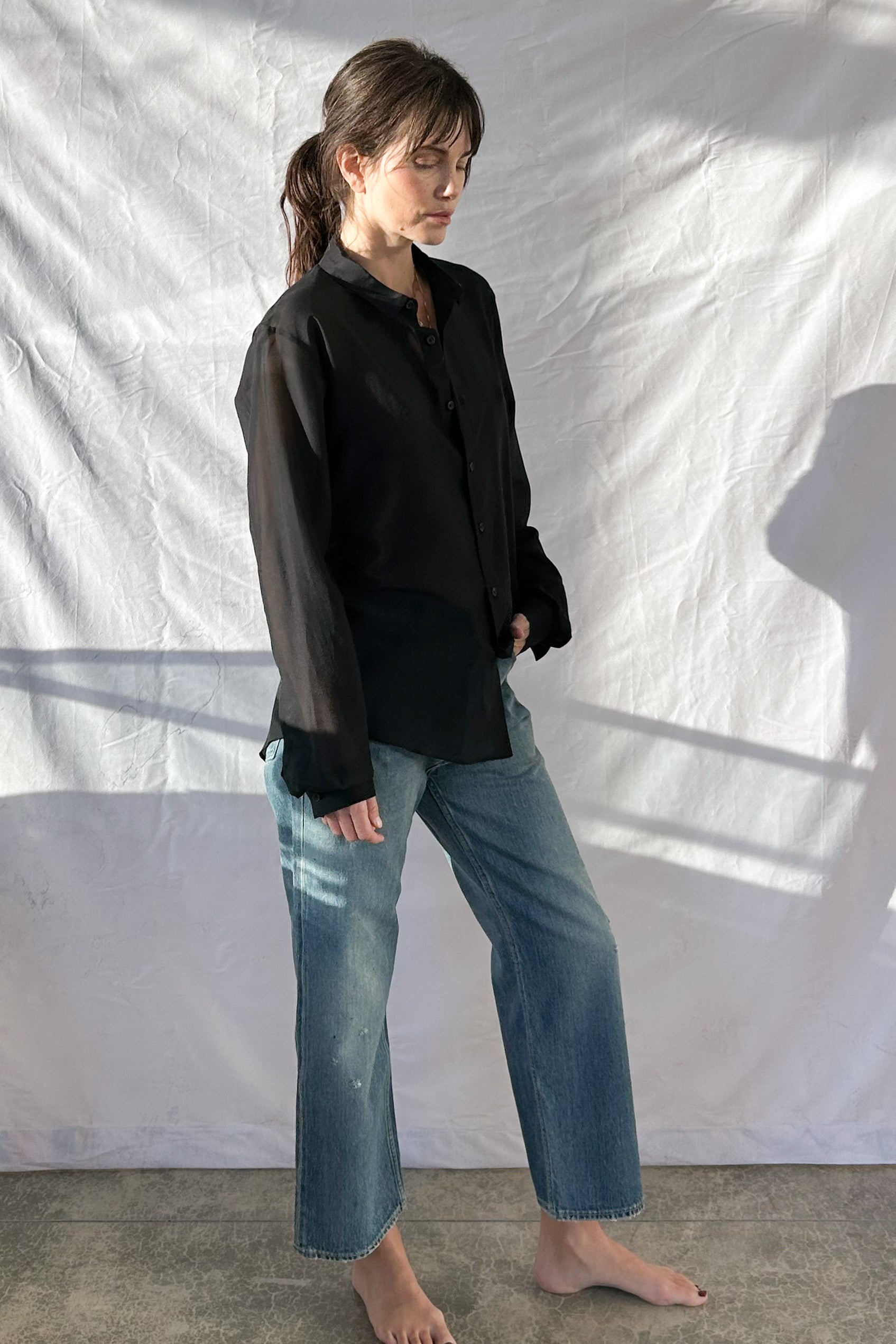 Sheer Button Down Shirt