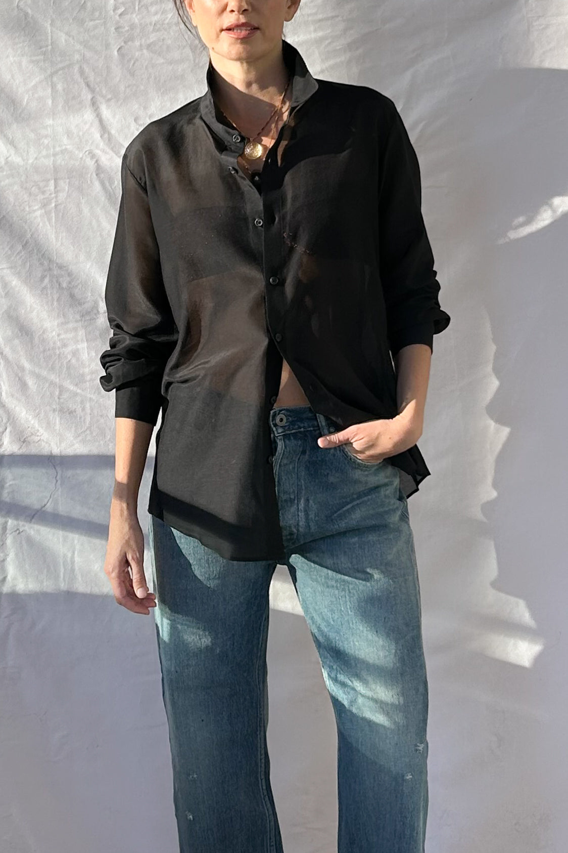 Sheer Button Down Shirt