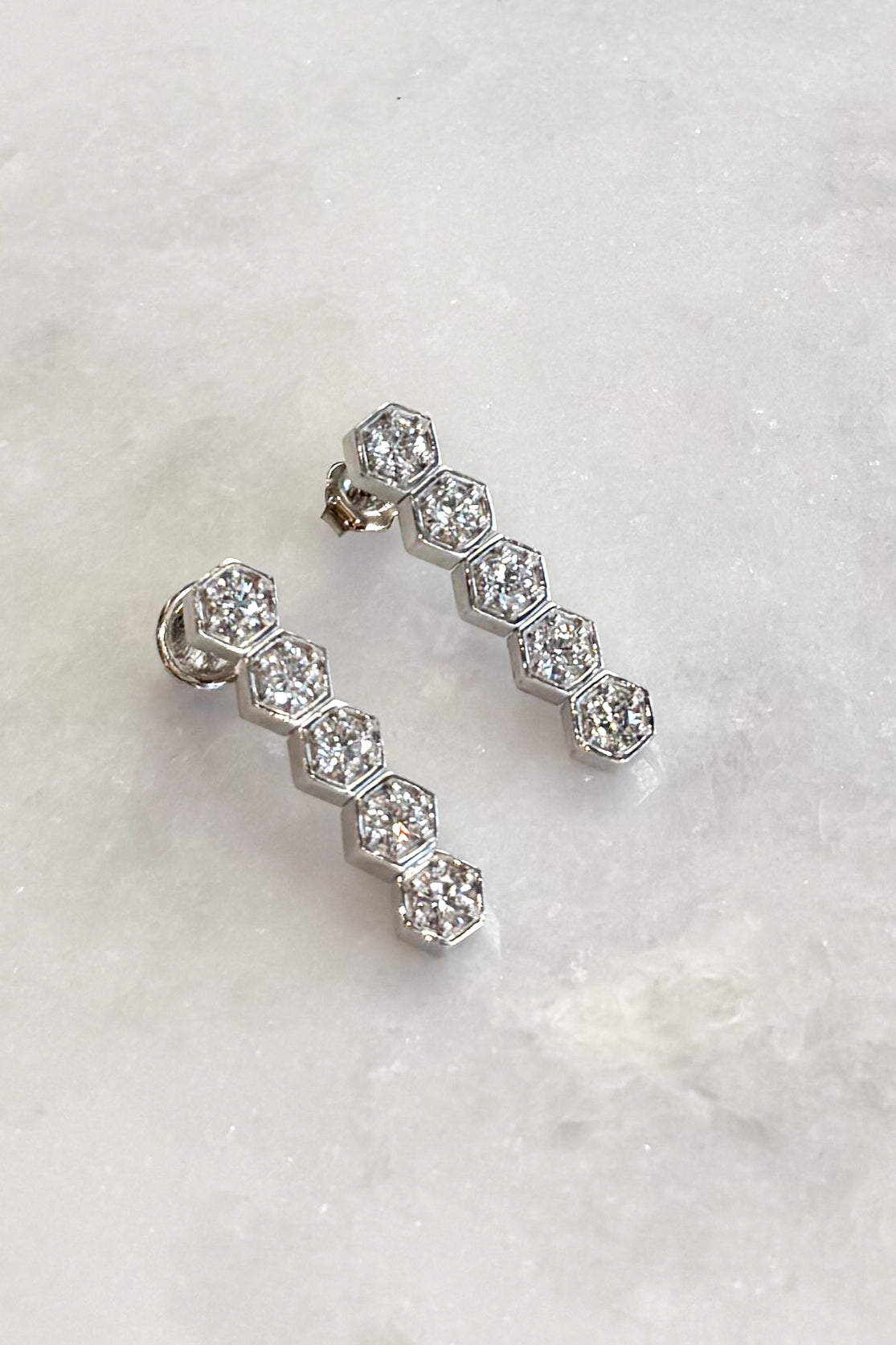 Diamond Hex Drop Earrings