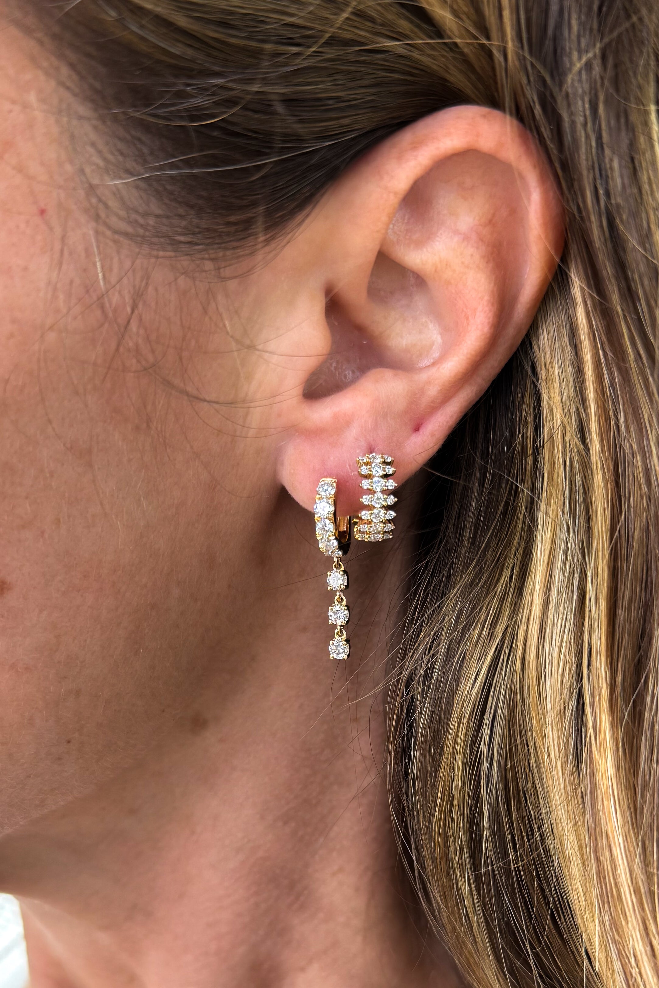 Diamond Spike Huggie Hoop Earring