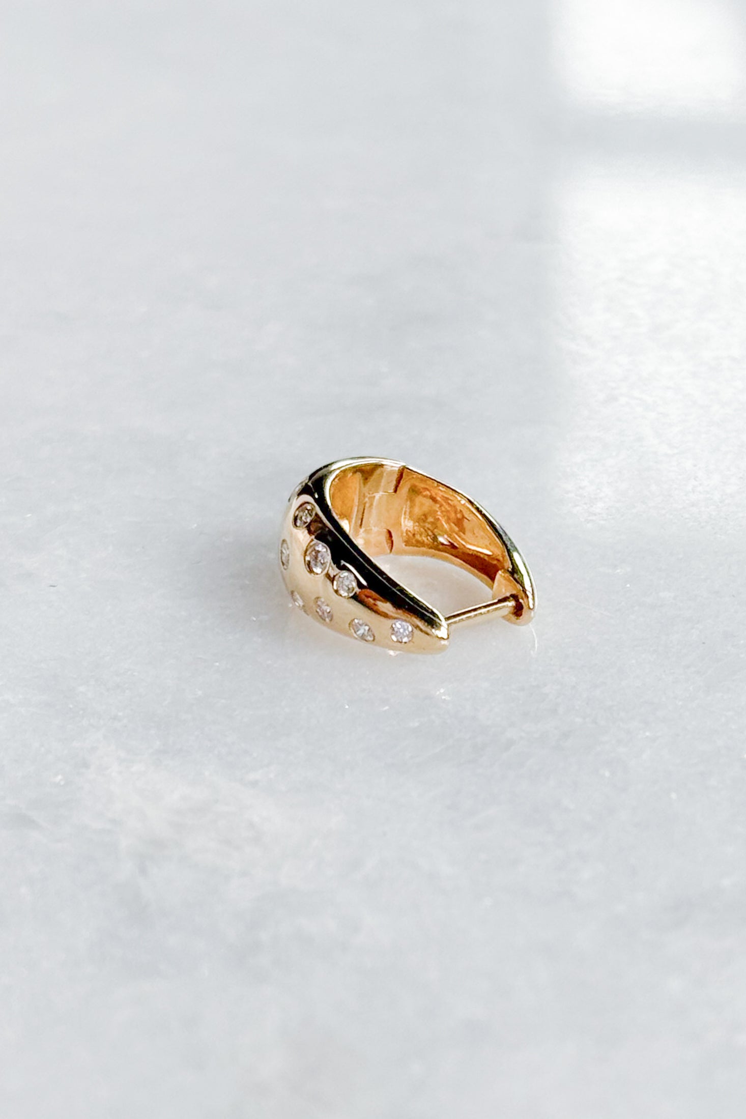 Diamond Sprinkled Huggie Hoop Earring