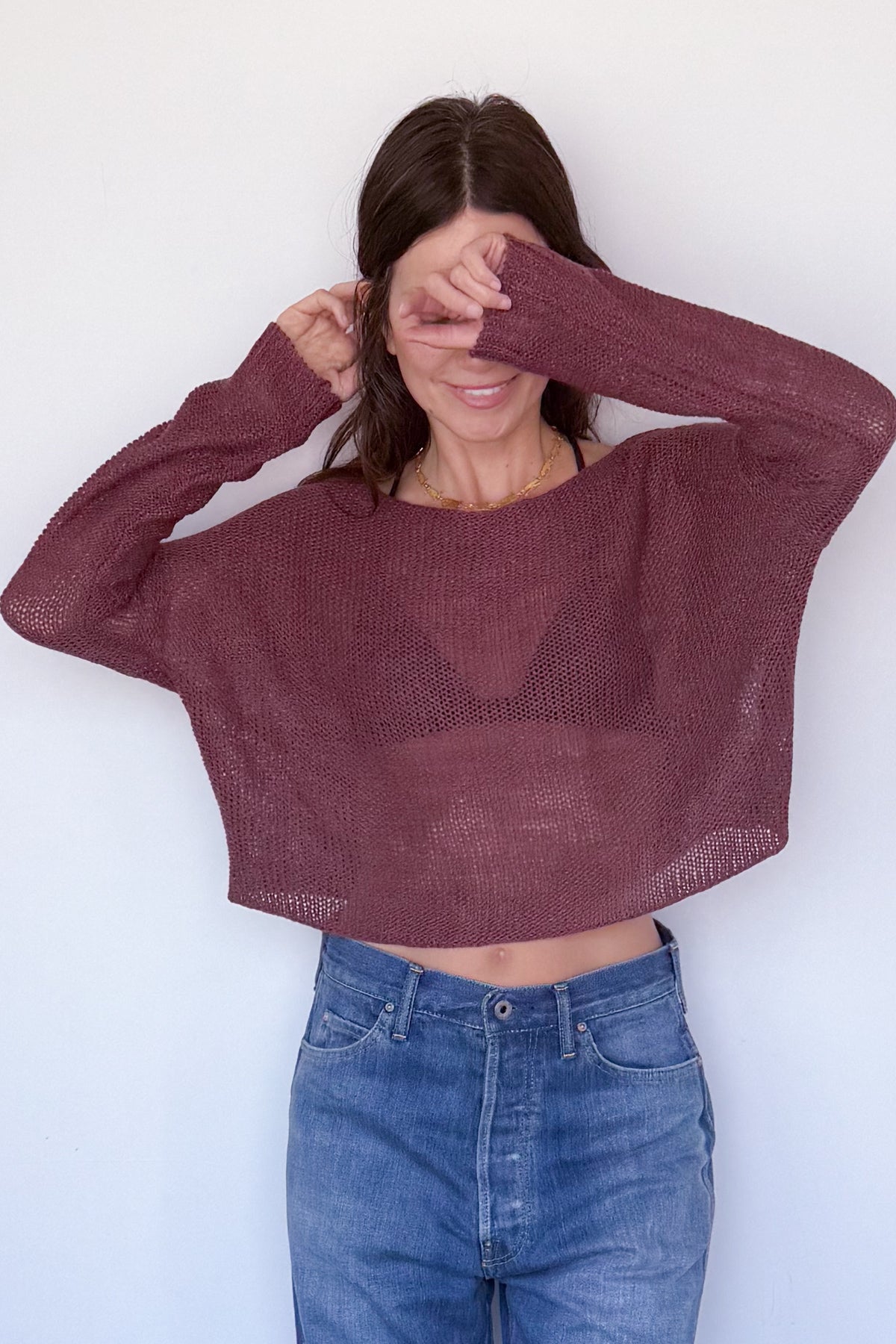 Linen Open Knit Sweater