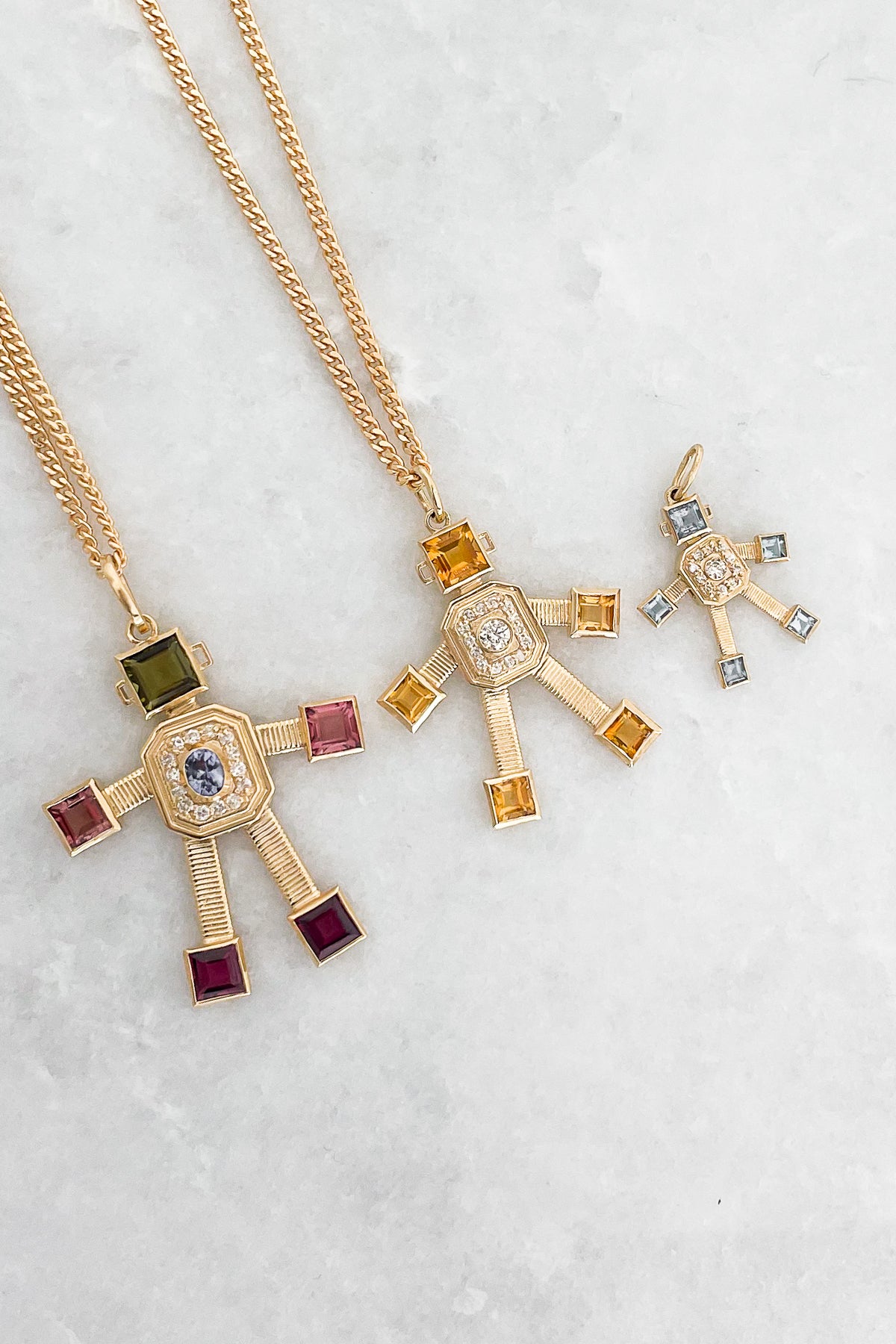 Citrine Piccolo Robot Necklace