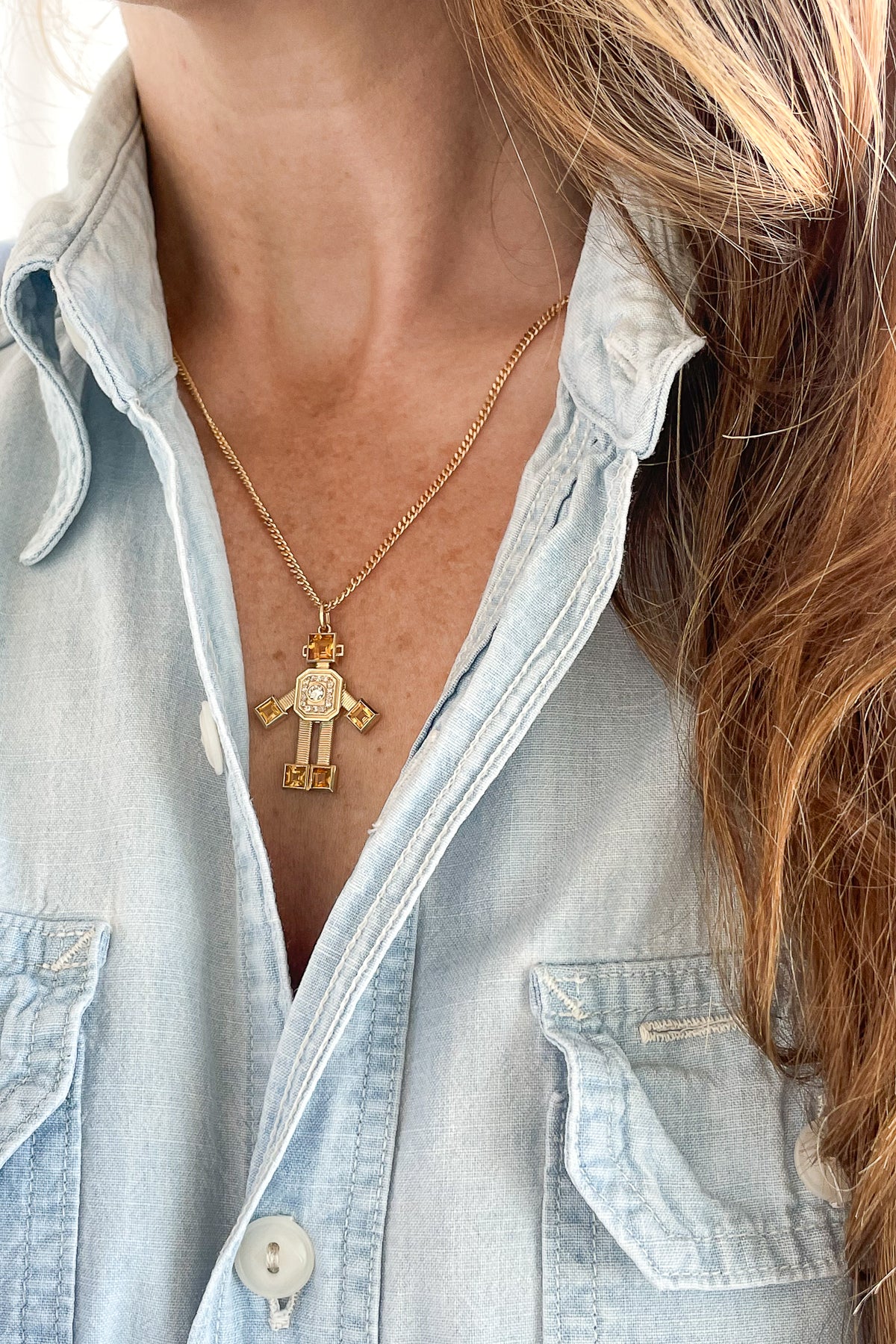 Citrine Piccolo Robot Necklace