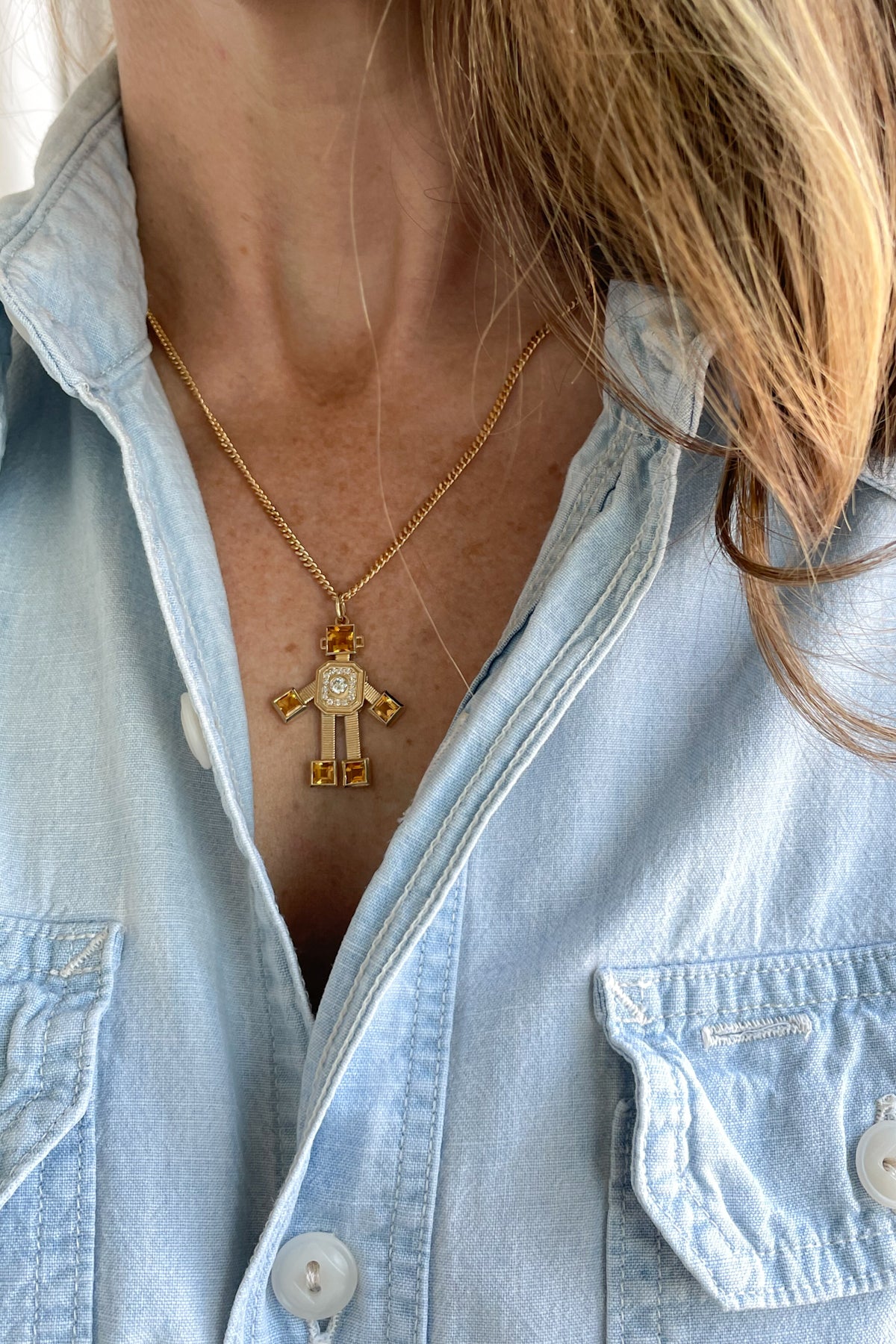 Citrine Piccolo Robot Necklace