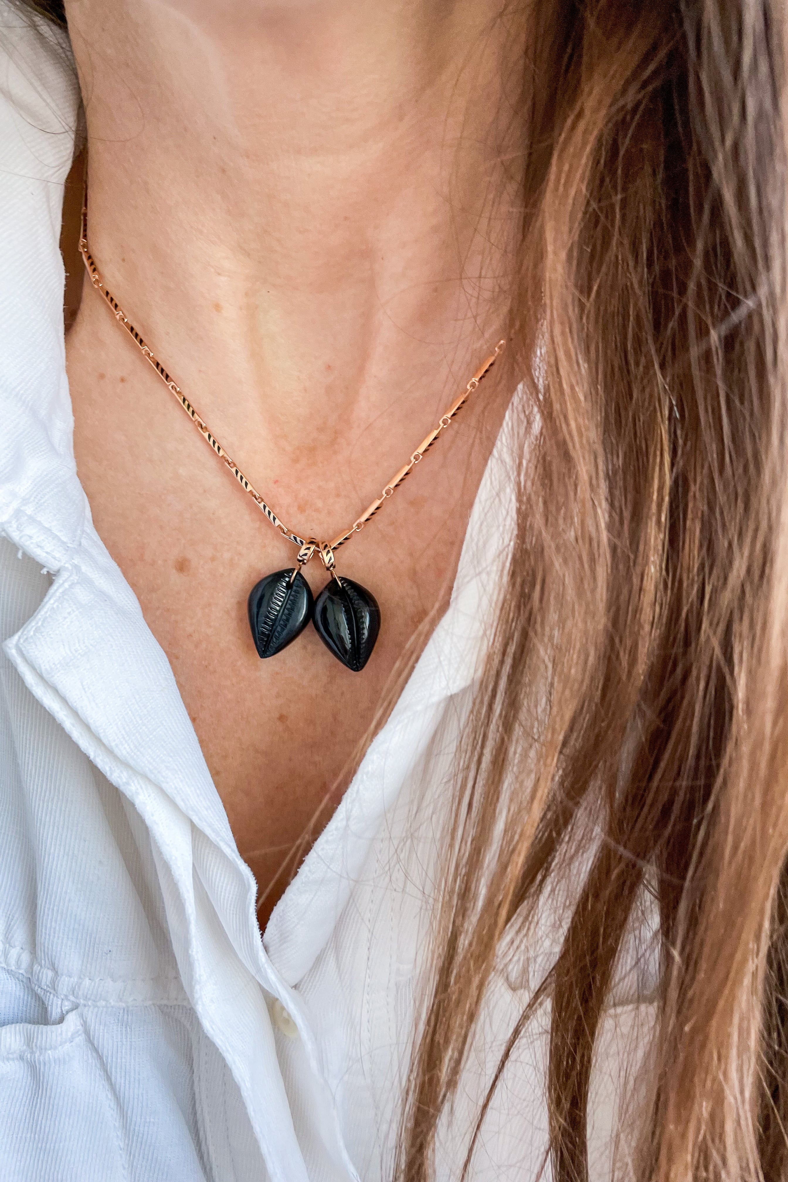 Onyx Cowry Charm
