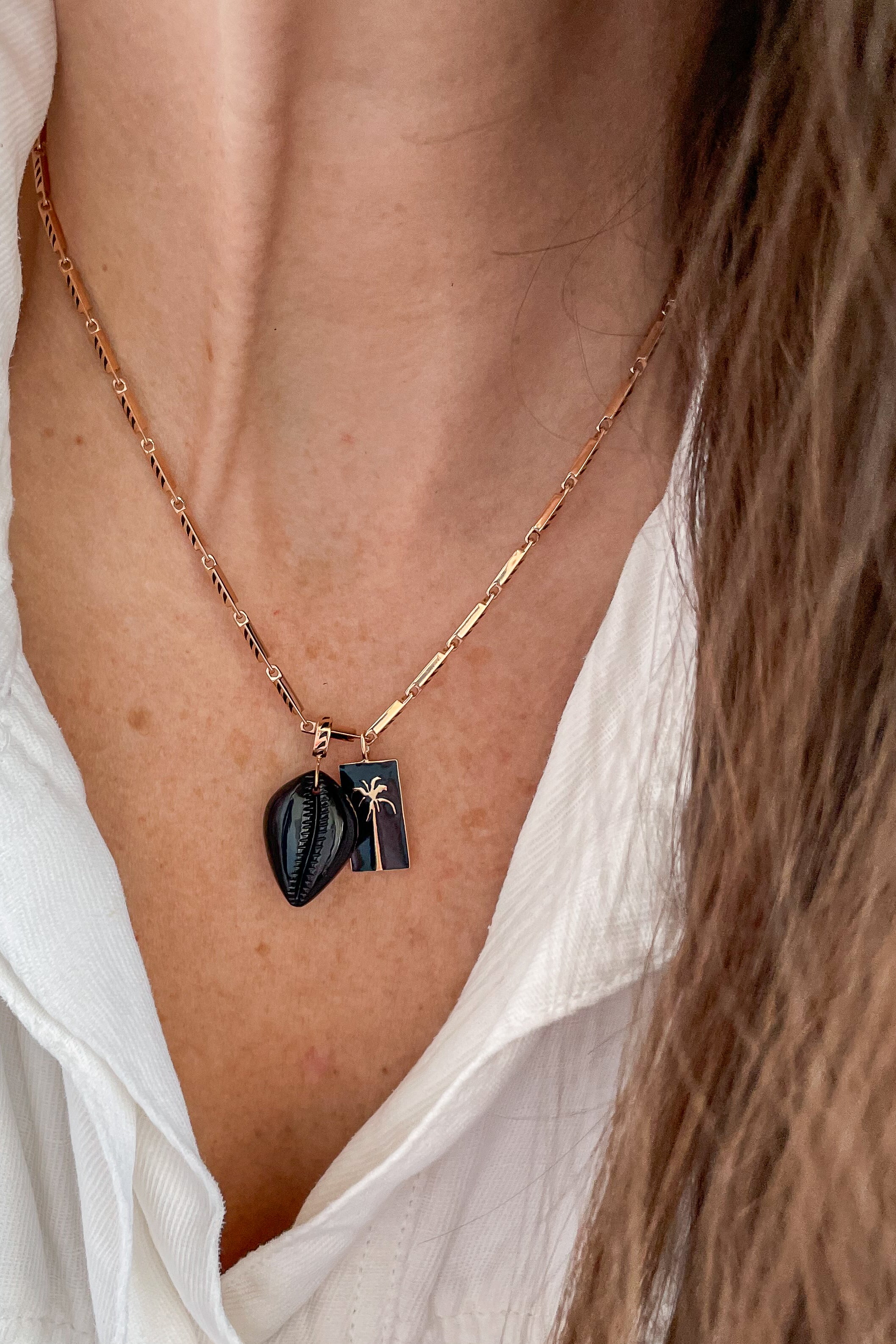 Onyx Cowry Charm