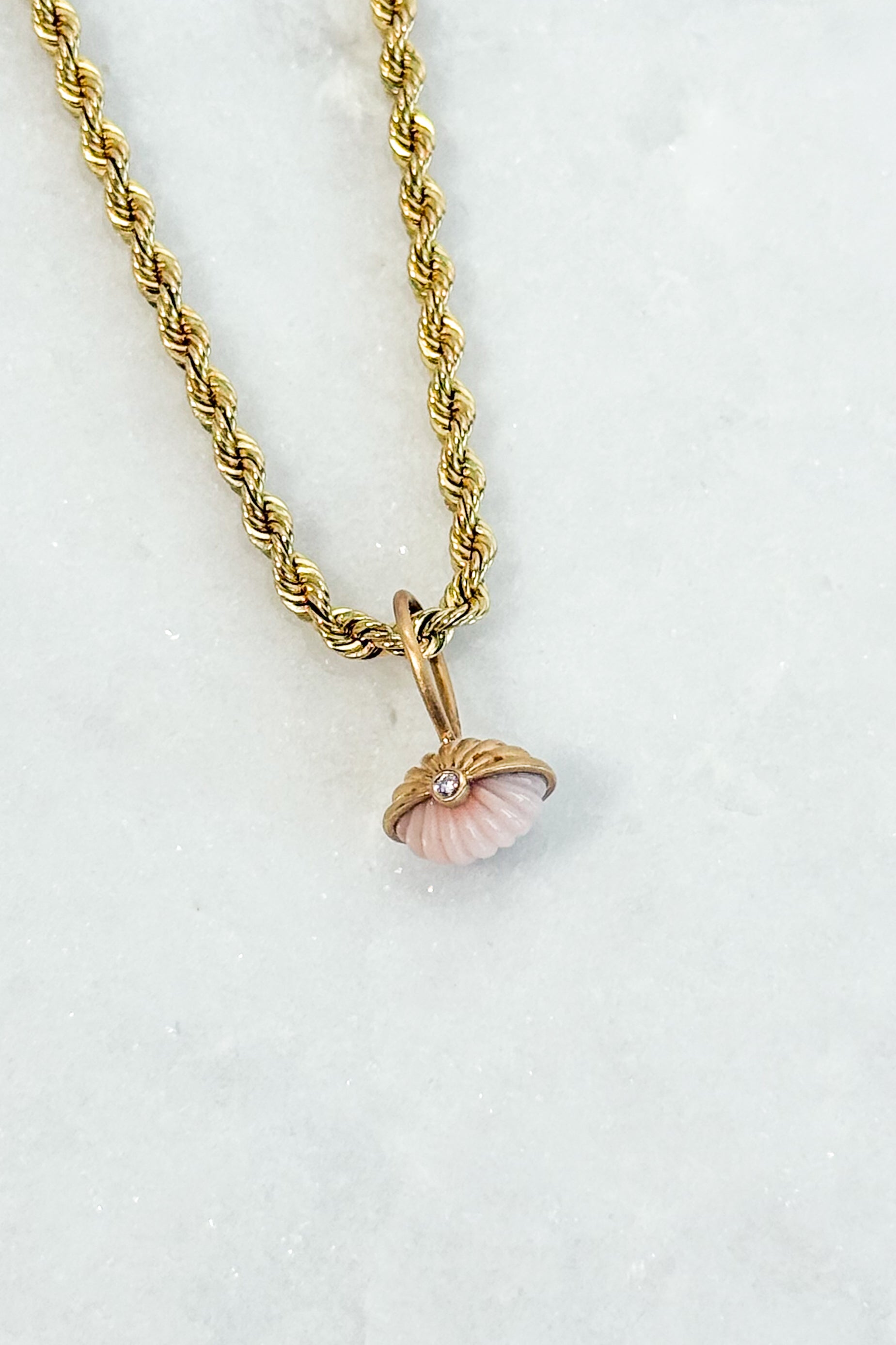Scallop Emerald Coral Charm