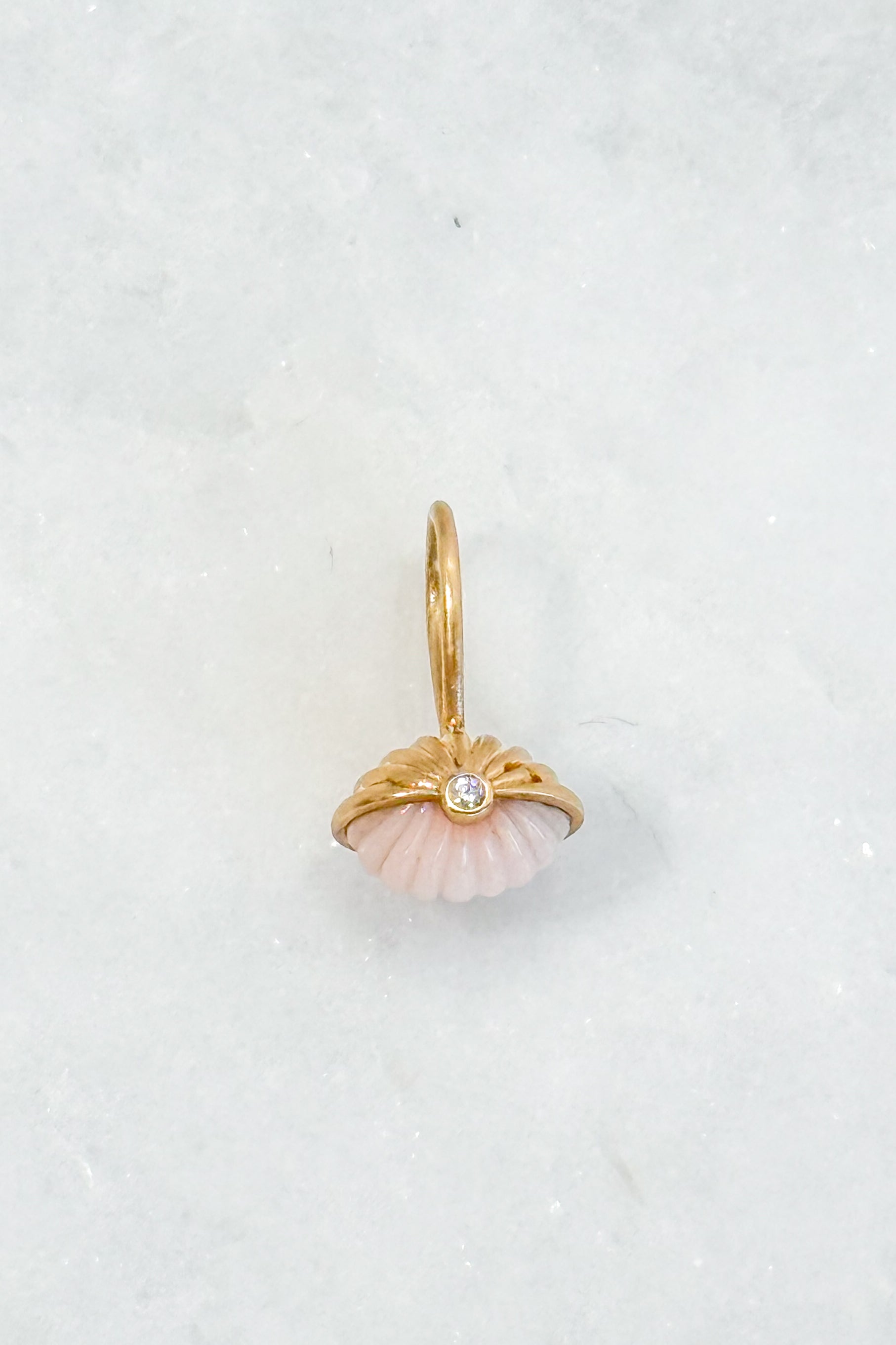 Scallop Emerald Coral Charm