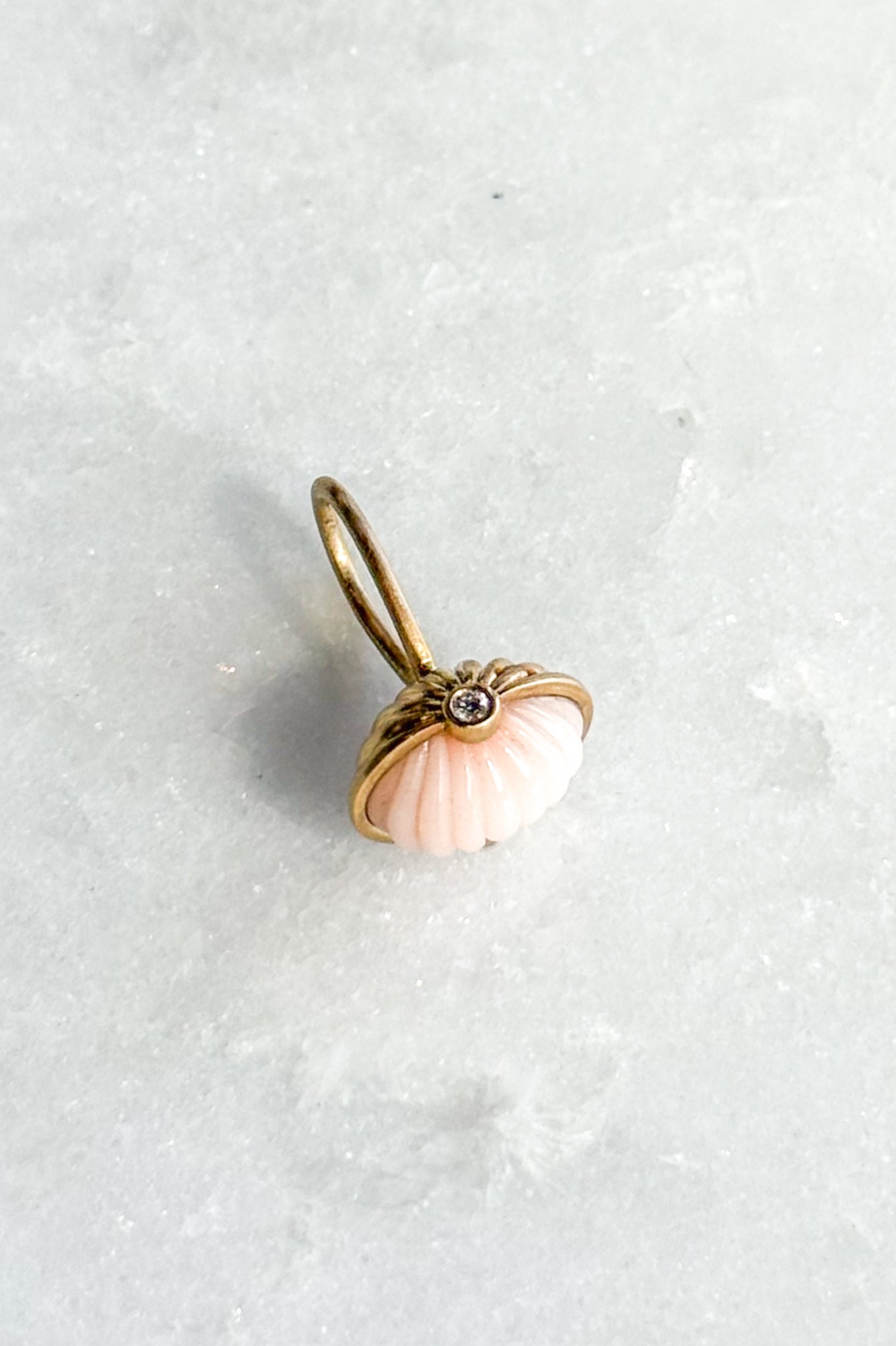 Scallop Emerald Coral Charm