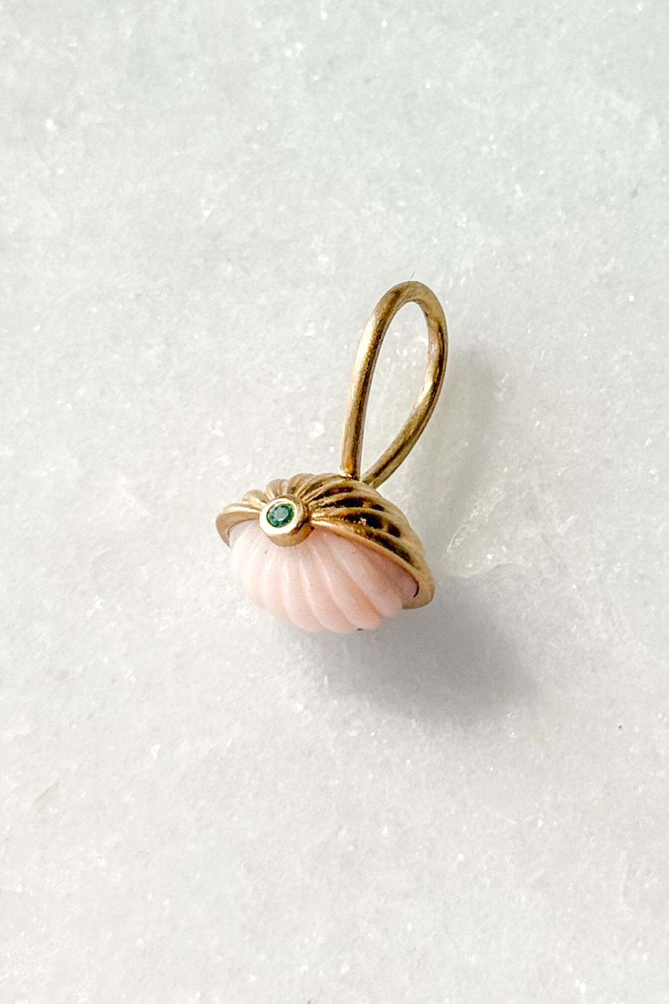 Scallop Emerald Coral Charm