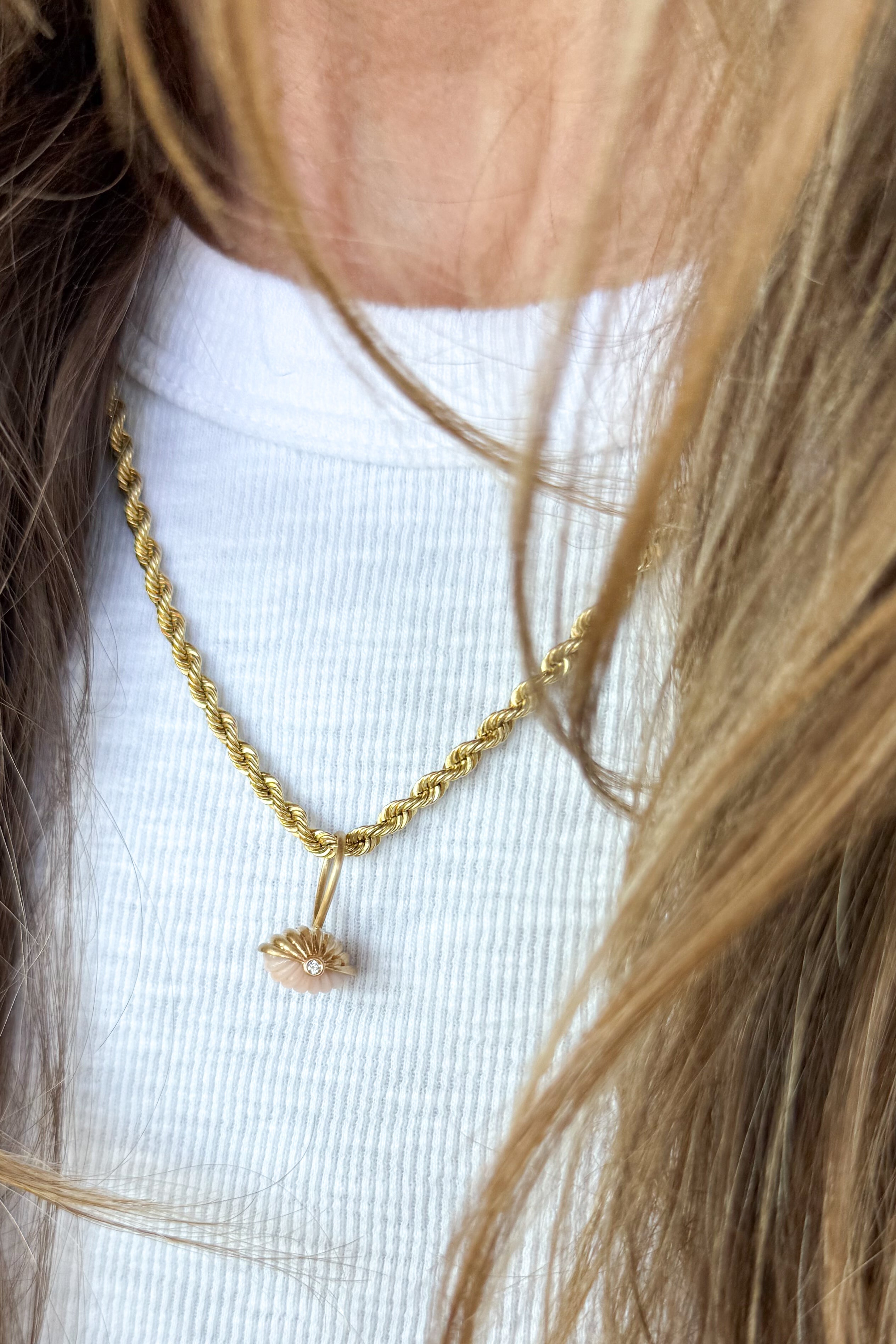 Scallop Emerald Coral Charm