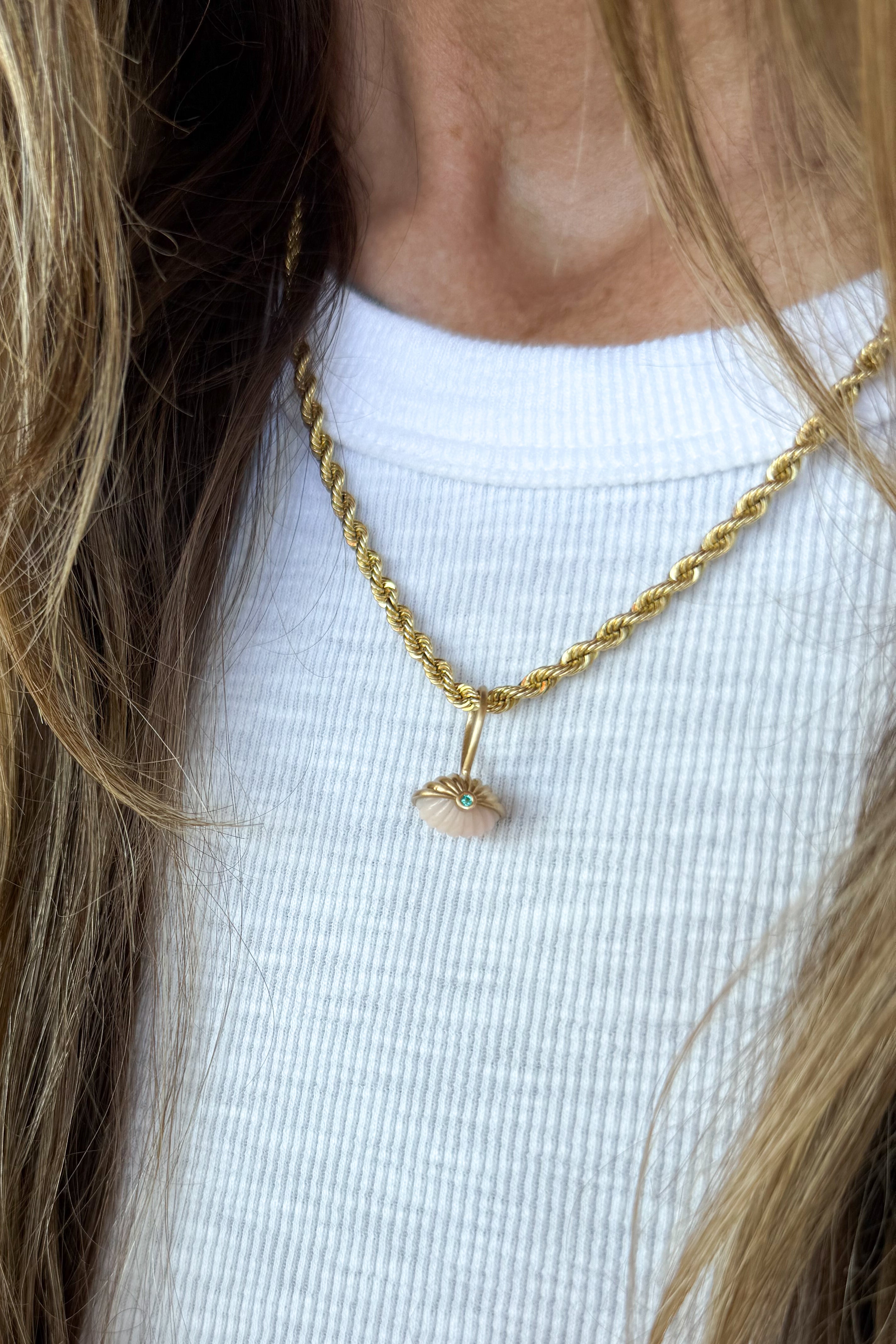 Scallop Emerald Coral Charm
